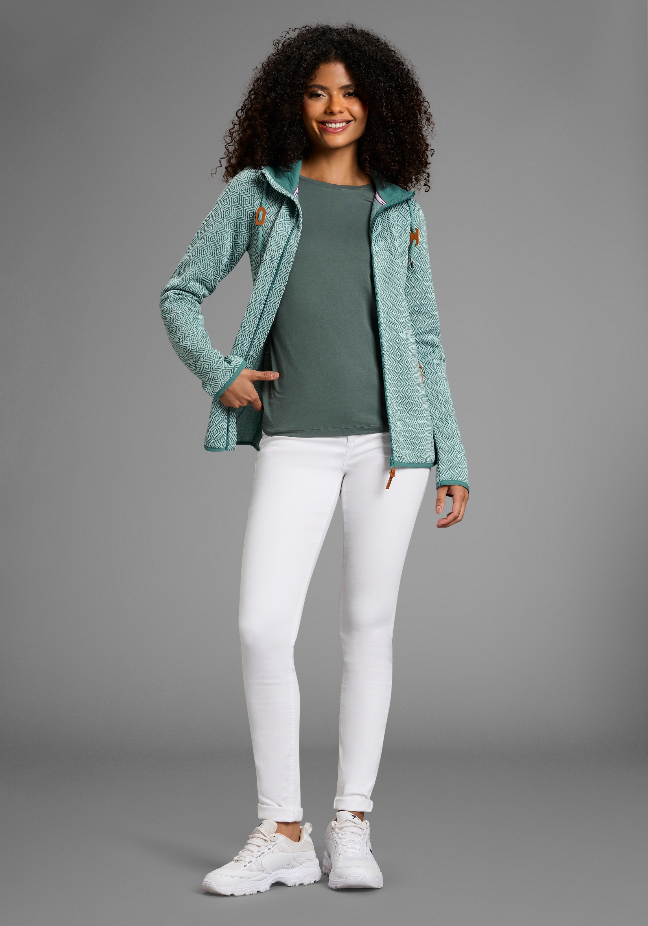 KangaROOS Fleecejacke mit Kapuze gemusterte Struktur, mit Kapuze