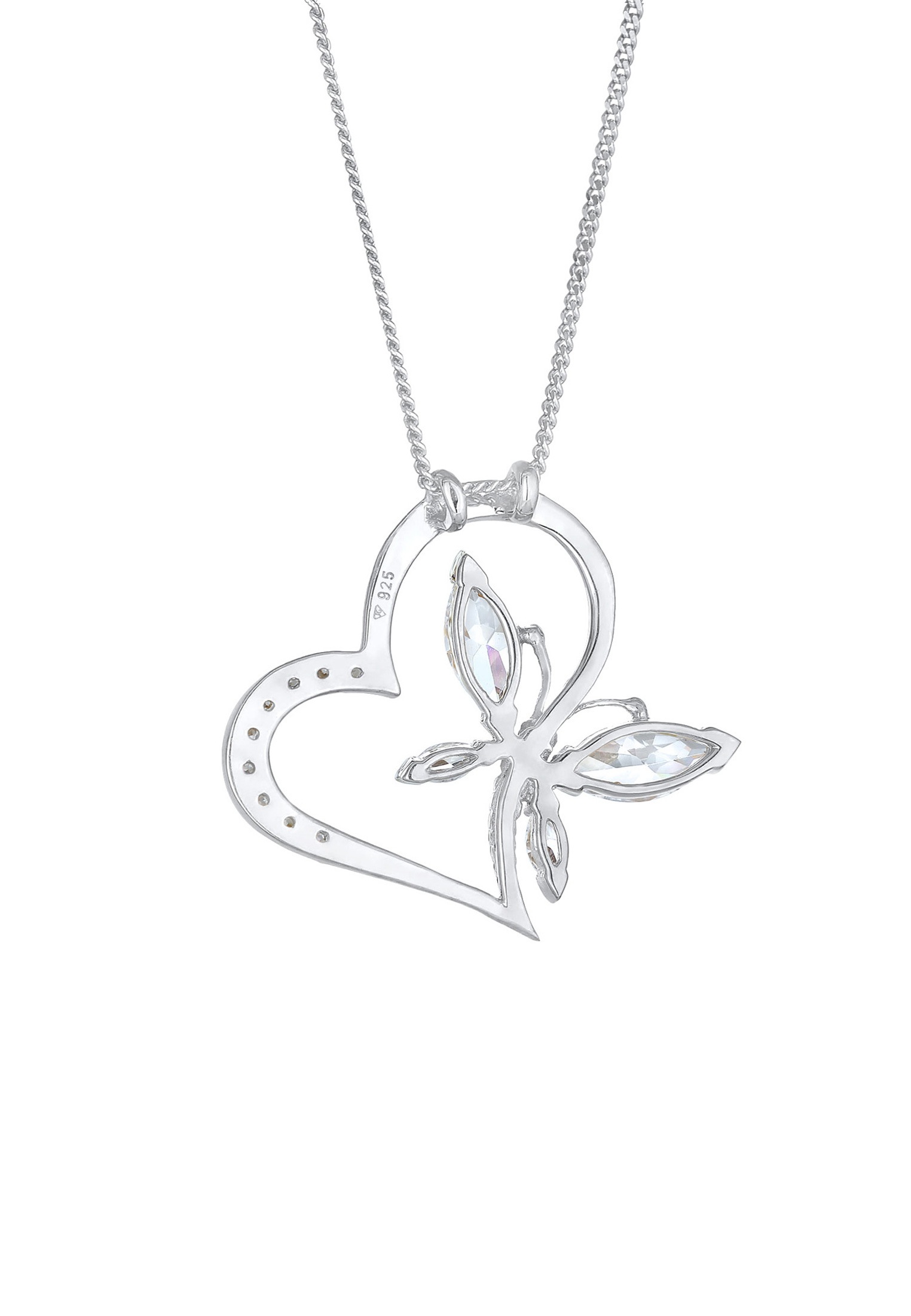 Elli Silberkette »Halskette Herz Schmetterling Zirkonia 925 Silber Noble«