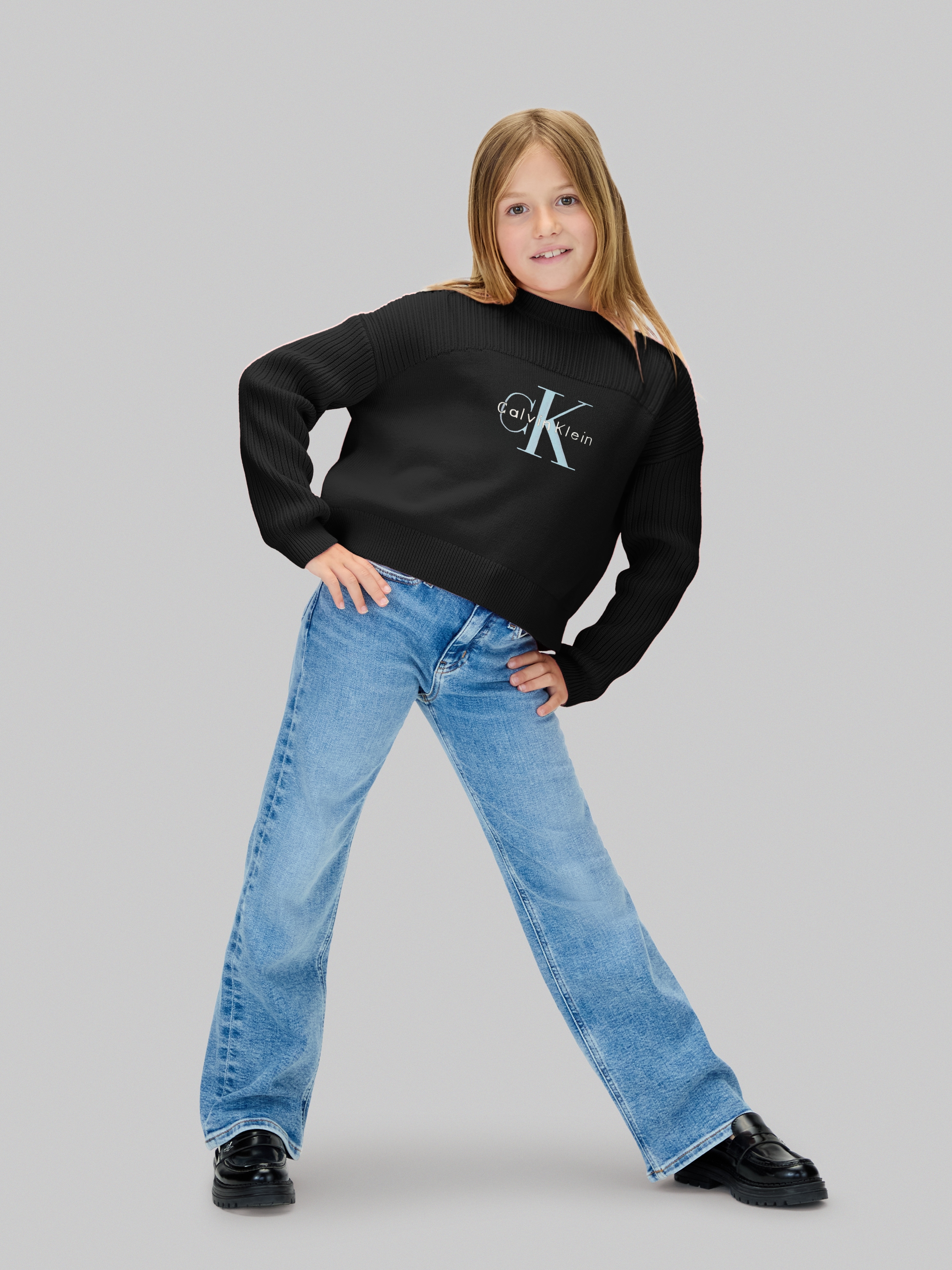 Calvin Klein Jeans Strickpullover »MONOLOGO CN SWEATER«, für Kinder bis 16 Jahre, Logo-Stickerei