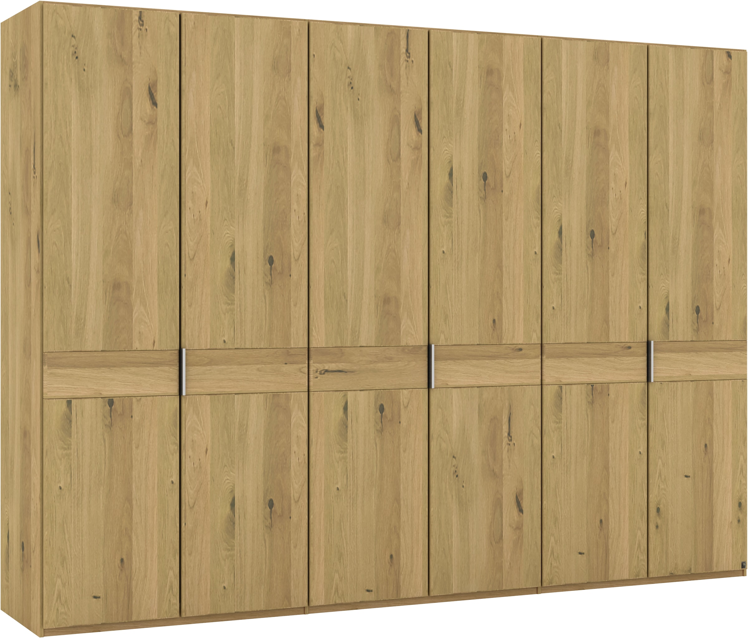 Musterring Drehtürenschrank »Savona, Kleiderschrank, Schrank, Garderobe, teilmassiv Eiche«, (mit Türdämpfern, in 5 Breiten & 2 Höhen, extra Böden, MADE IN GERMANY), Türen in Bianco-Eiche massiv, mit Querriegel, verschiedene Größen