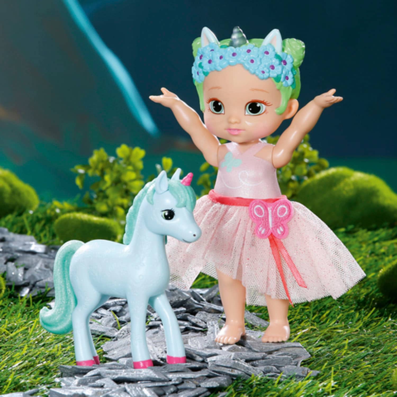 Baby Born Stehpuppe »Storybook Prinzessin Una, 18 cm«, mit Einhorn und Lichteffekten