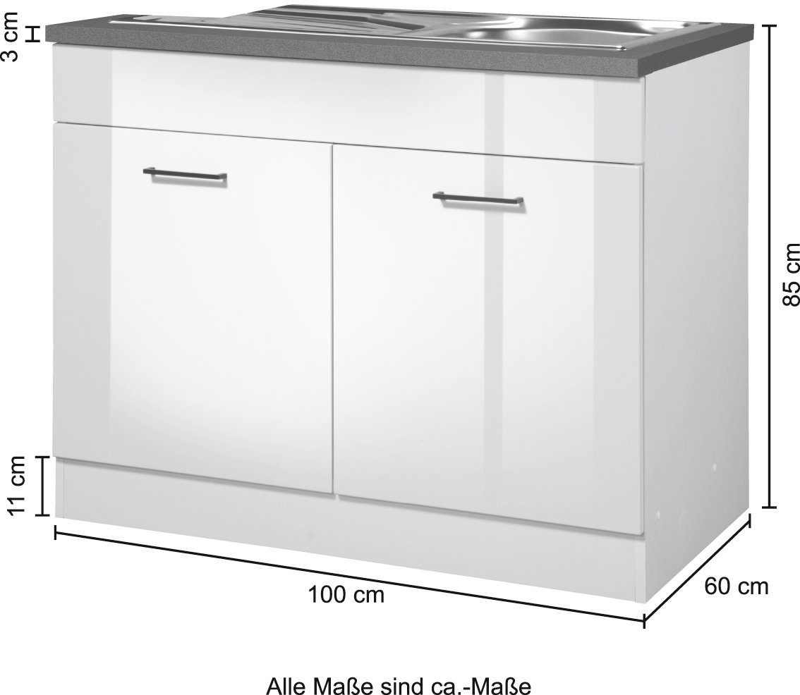 KOCHSTATION Spülenschrank »KS-Trier«, Breite 100 cm, inklusive Einbauspüle