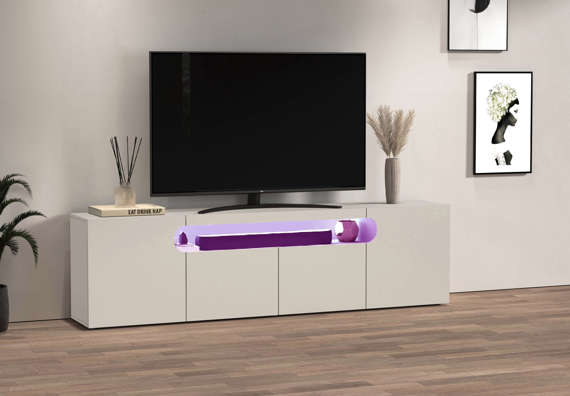 OTTO home Lowboard »REAL,Lowboard,TV-Kommode,TV-Möbel,TV-Bank« 1 Stk. tlg. Mit 4 Türen, davon 2 abgerundet, die ein ovales offenes Fach bilden