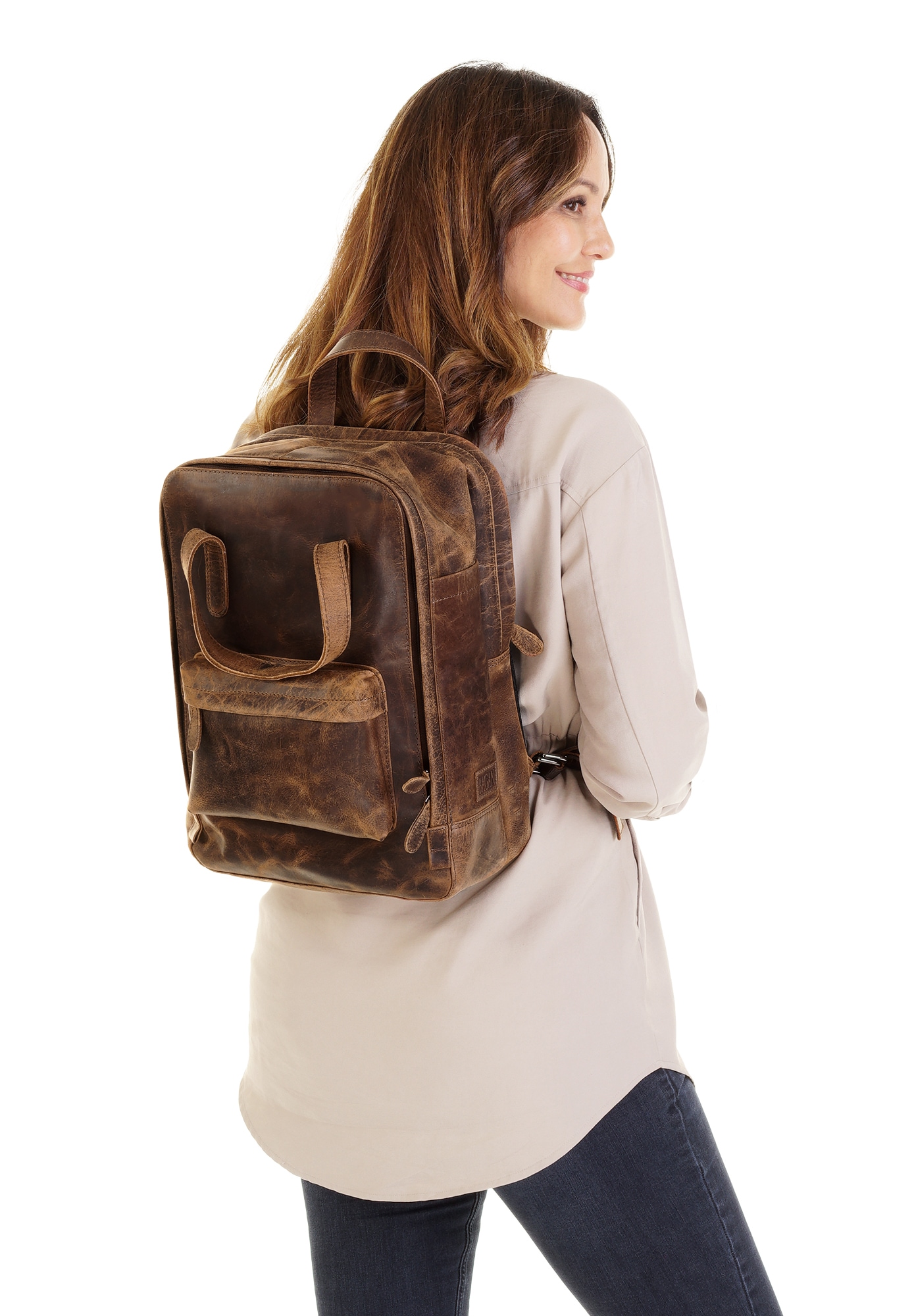 Bagan Laptoprucksack, echt Leder