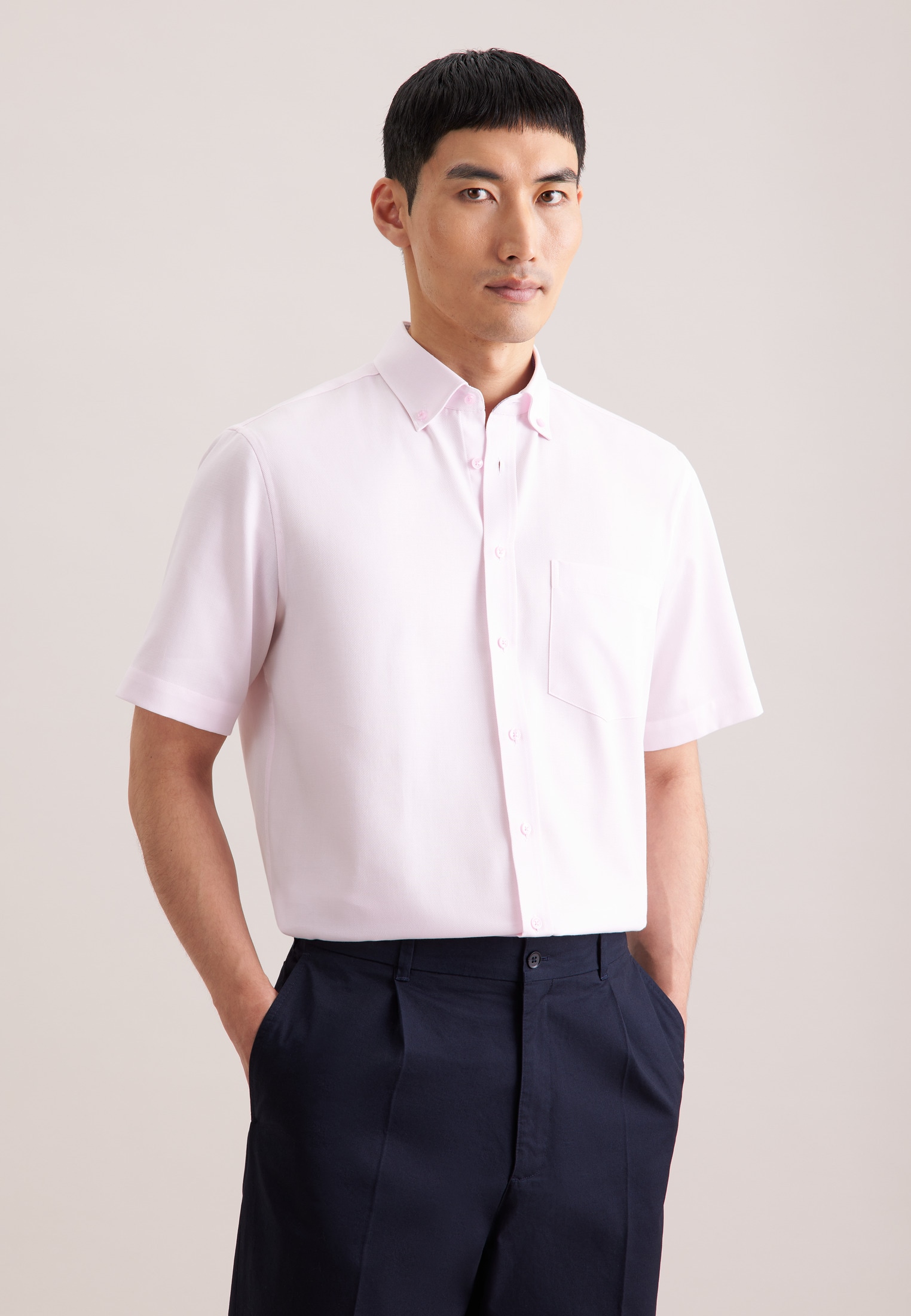 seidensticker Businesshemd »Schwarze Rose« Regular 1/2 Button-Down-Kragen Struktur