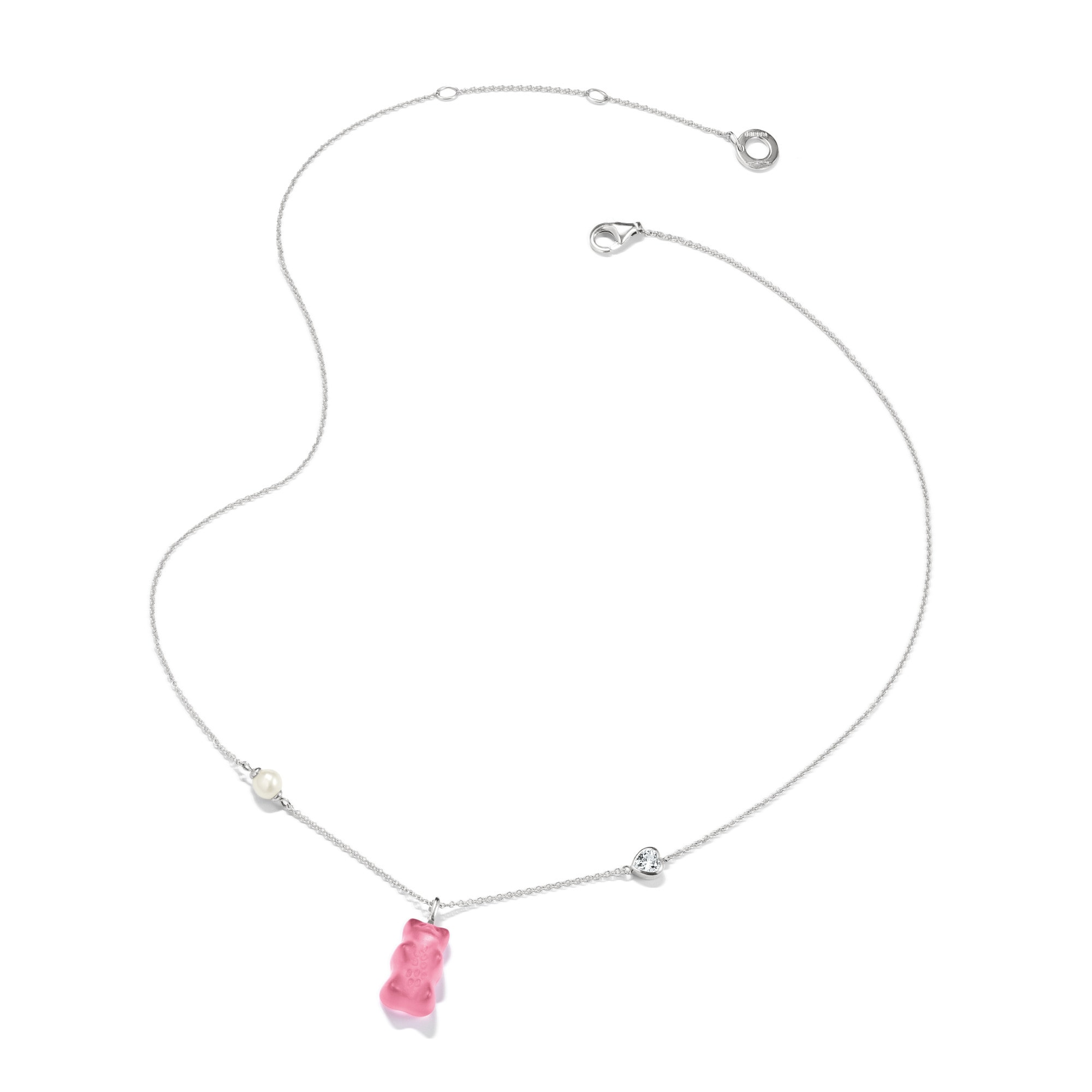 THOMAS SABO Kette mit Anhänger »THOMAS SABO x HARIBO: Kette mit Goldbär« mit Kristallglas, Zirkonia (synth.) - mit Süßwasserzuchtperle