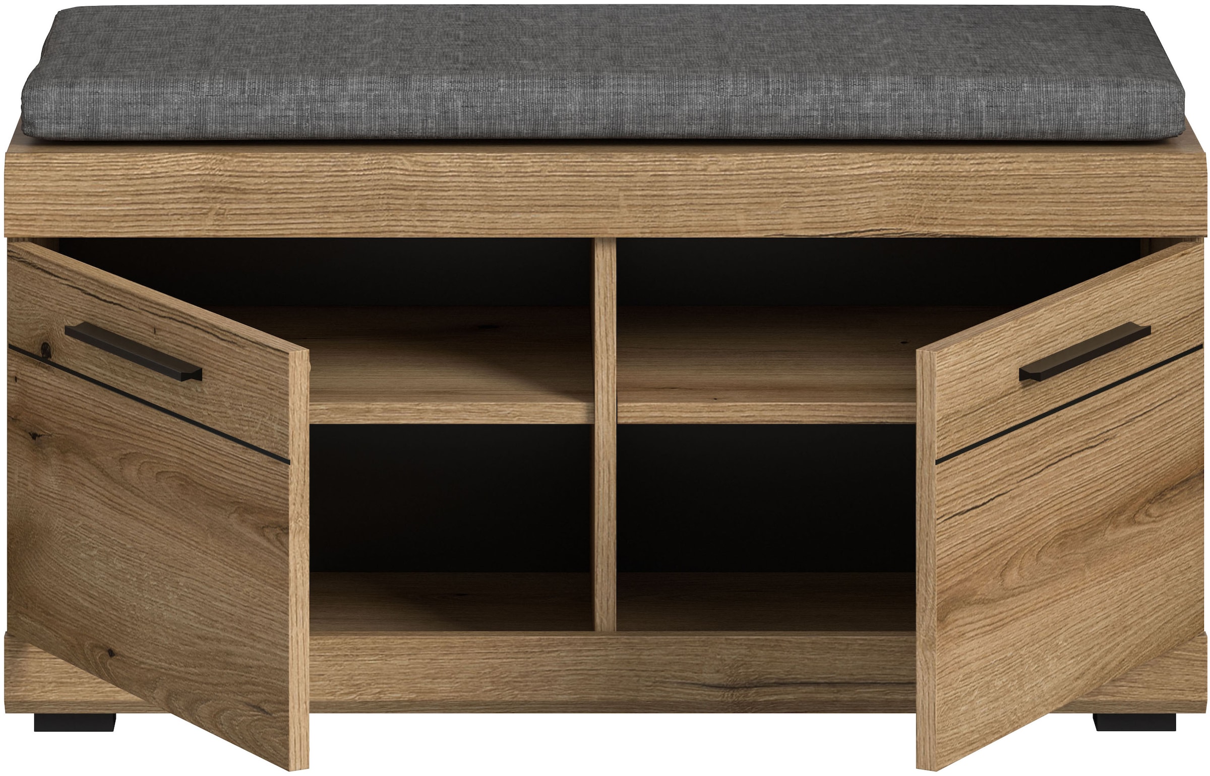 INOSIGN Sitzbank »SIENA, Breite 90 cm, 2 Türen, 2 Einlegeböden, 4 Fächer« hochwertige Rillenfräsung in MDF Front, 1 Stk. tlg. Garderobenbank, Dielenbank, Bank, Flurbank, Kommode