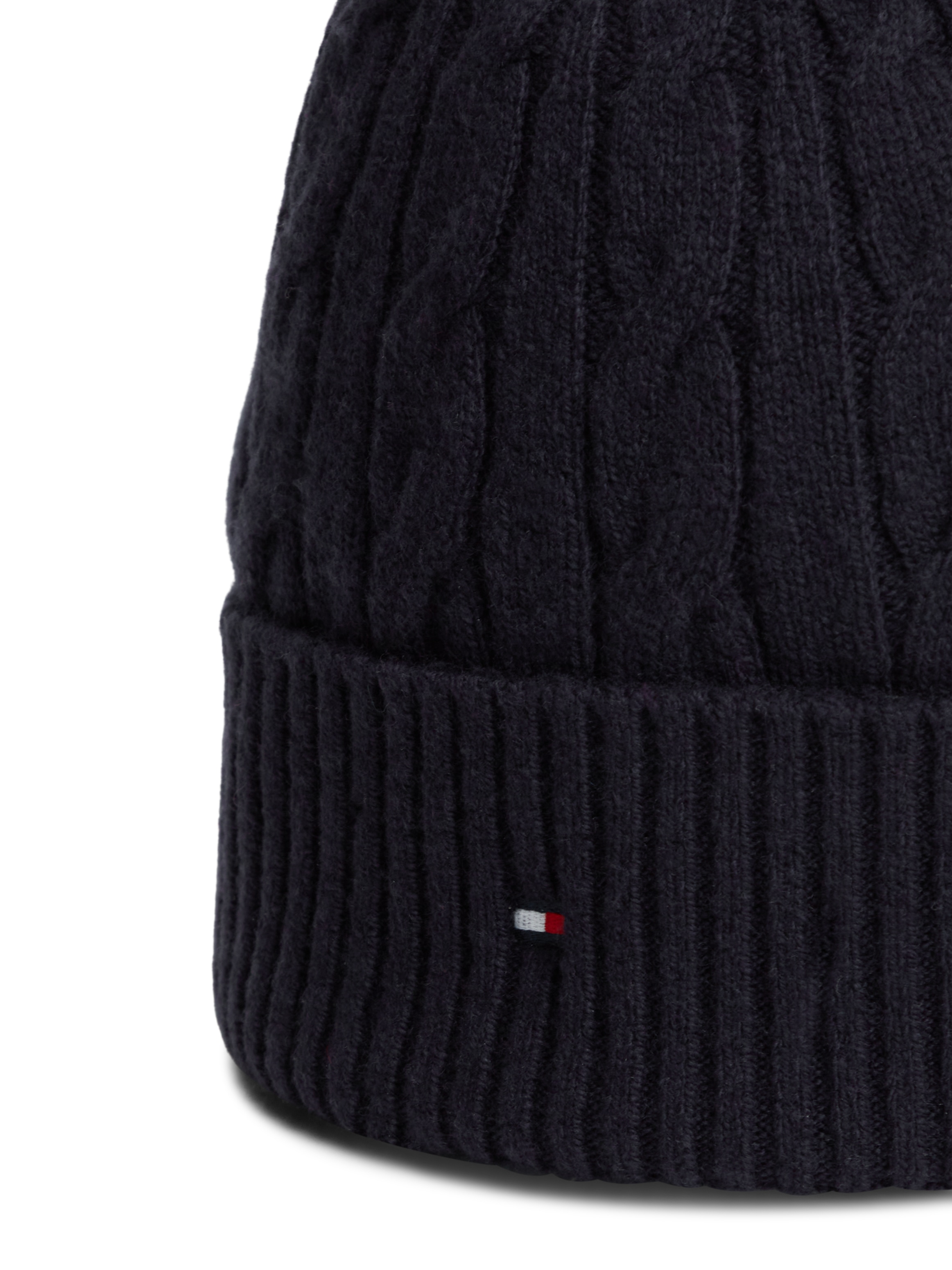 Tommy Hilfiger Beanie »TH FLAG CABLE« aus Lammwollmix mit Zopfmuster