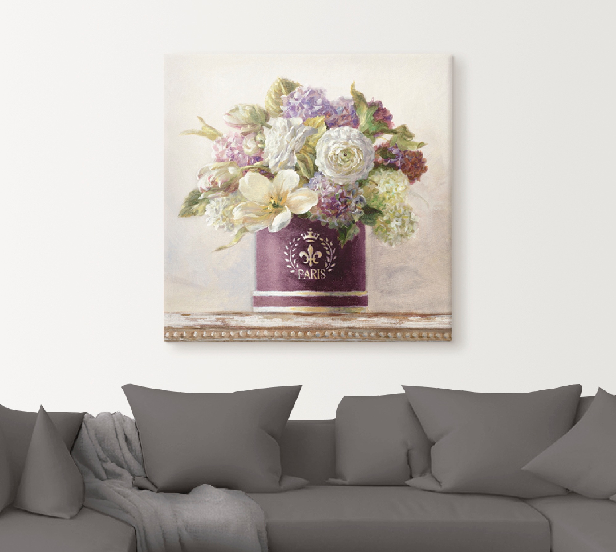 Artland Wandbild »Tulpen in Auberginer Hutschachtel«, Blumen, (1 St.), als Leinwandbild, Poster in verschied. Größen