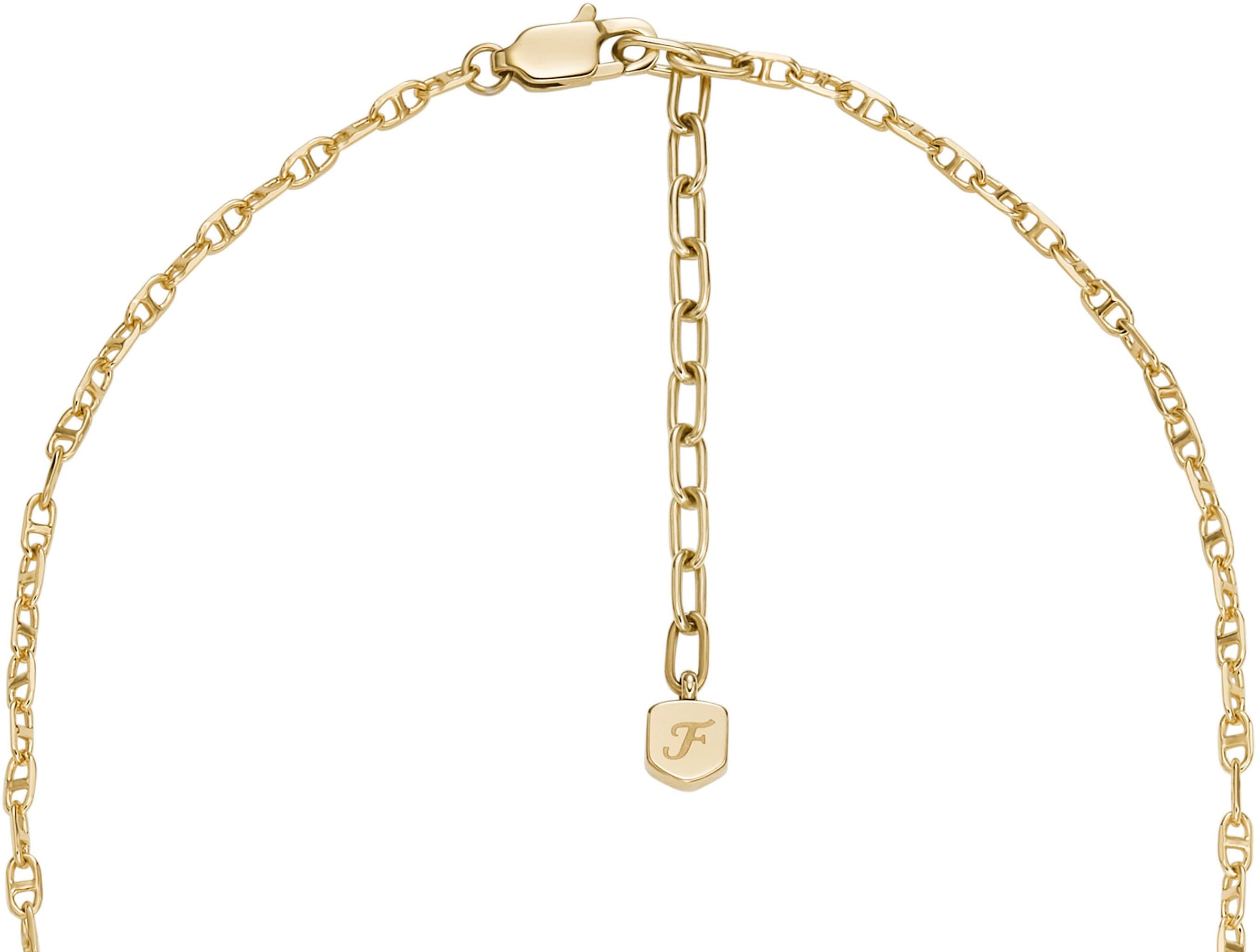 Fossil Kette ohne Anhänger »Schmuck Geschenk Edelstahl Halskette Heritage, JA7270710, JA7271040«, mit Glasstein