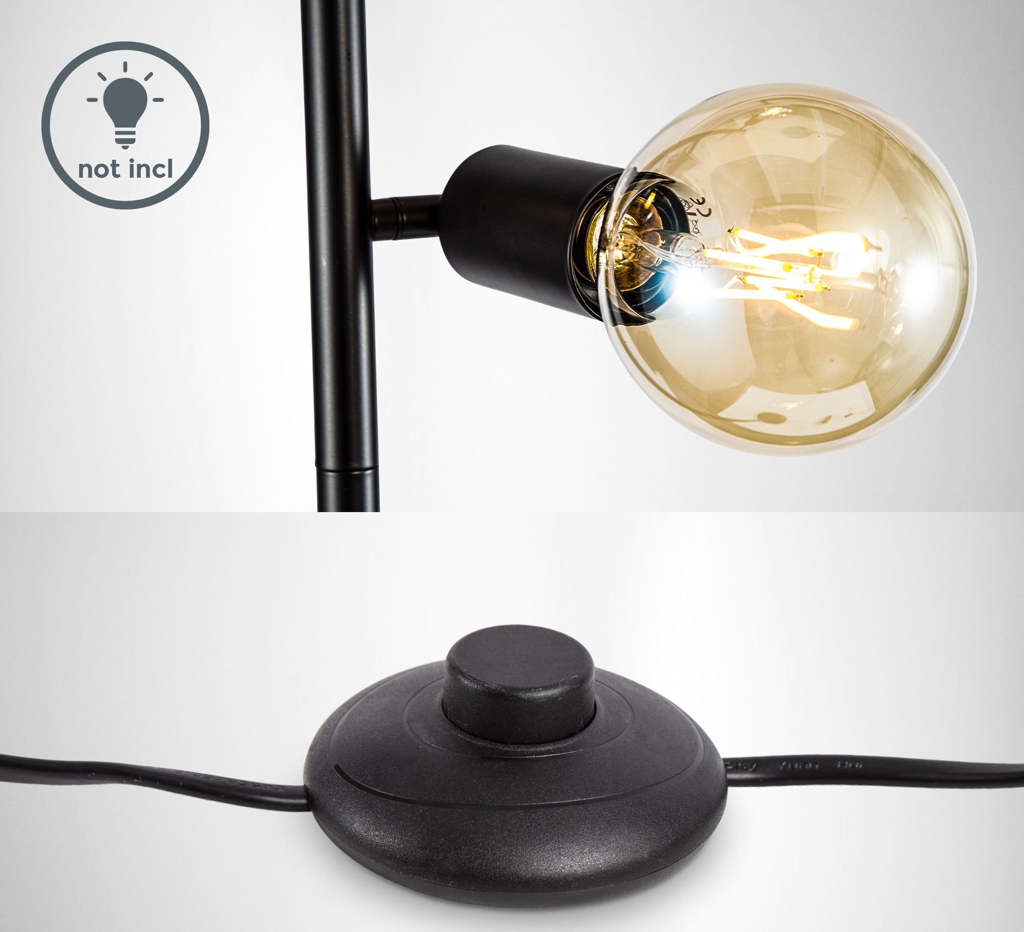 B.K.Licht Stehlampe, Metall, schwarz, E27 Fassung, Ohne Kabelschalter für bei OTTO Leuchtmittel, online Leuchtmittel Inkl