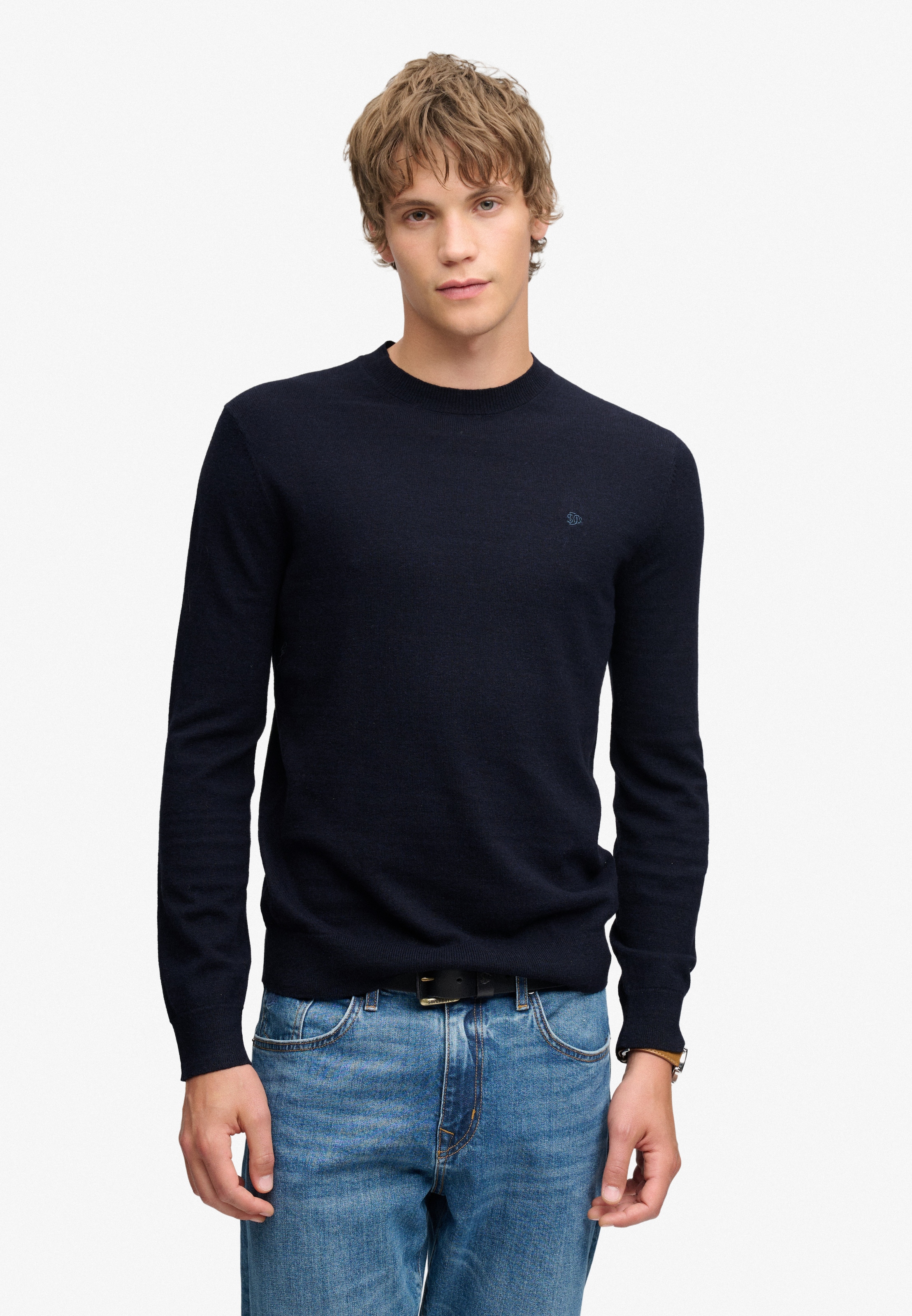 Superdry Rundhalspullover »ESSENTIAL LW WOOL BLEND JUMPER« Baumwollmischung, slim fit