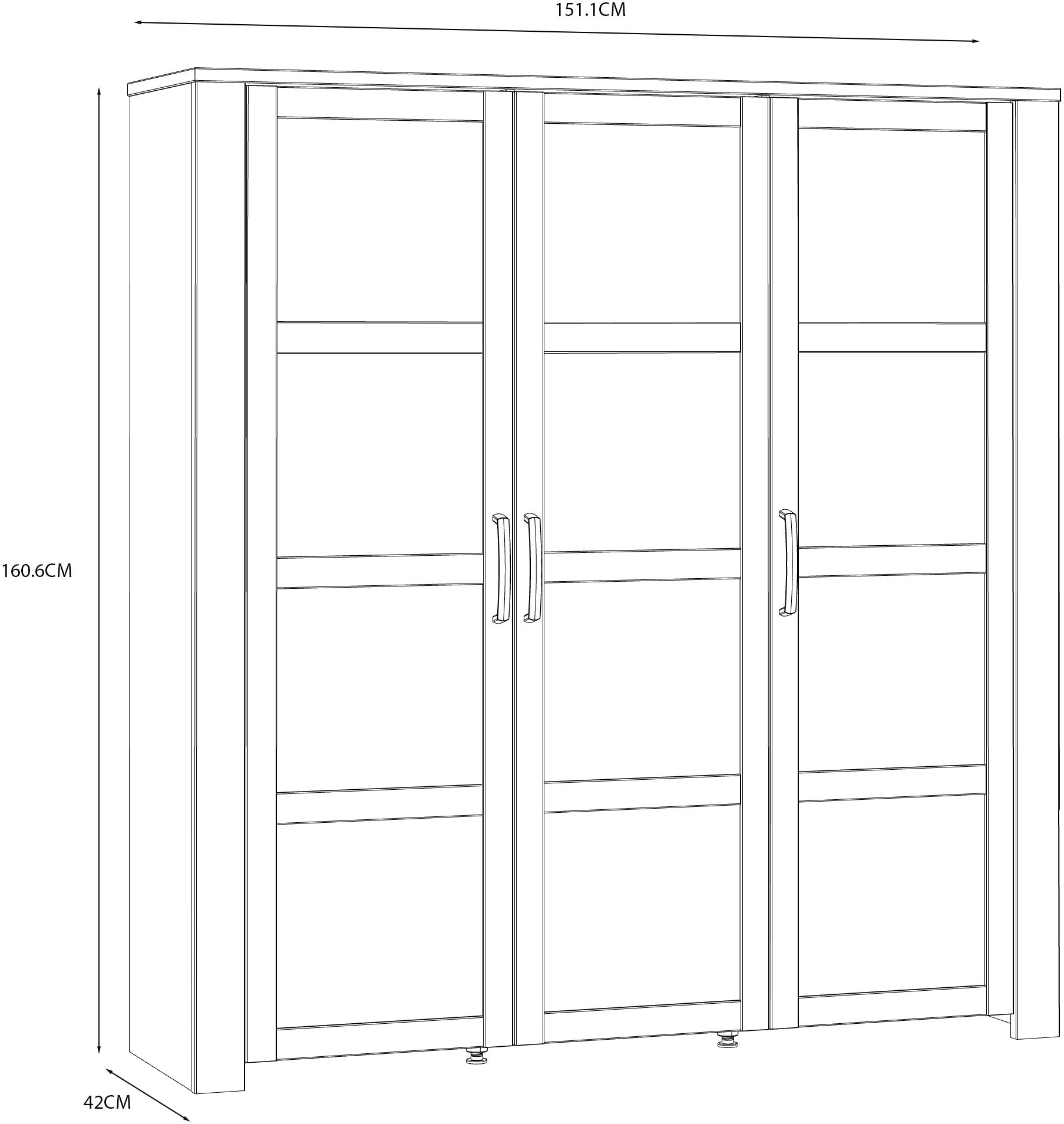 FORTE Highboard »Bohol, großes Highboard 2, Glastüren, viel Stauraum« B/H/T 151,1/160,6/42 cm Beleuchtung optional bestellbar