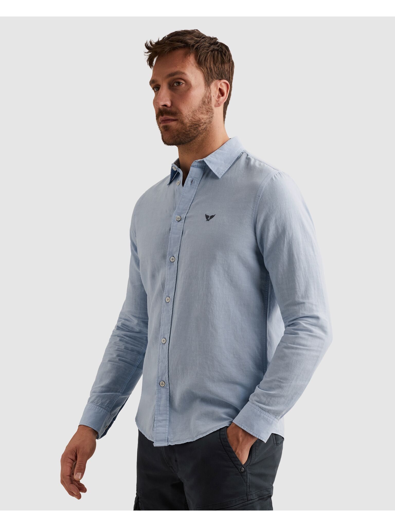 PME LEGEND Langarmhemd mit Logo Stickerei