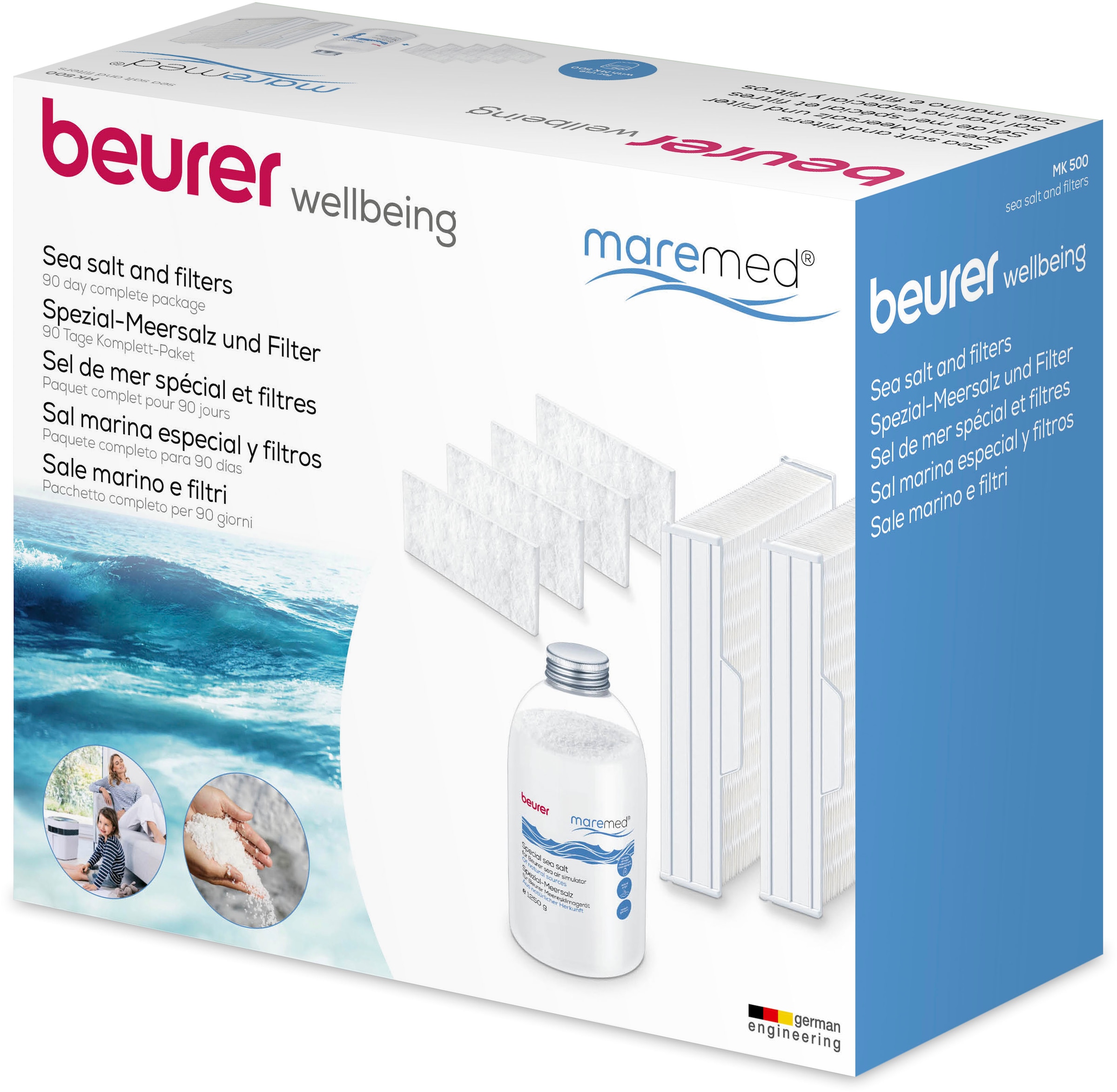 BEURER Ersatzfilter »Kombiset zur Verwendung mit dem Beurer MK 500 Maremed Meeresklimagerät«, (Set, 3 tlg.), Vorfilter, Wasserfilter und Spezial-Meersalz