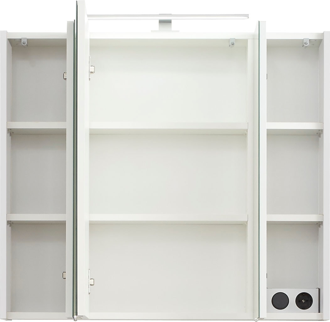 Saphir Badmöbel-Set »Quickset 4-teilig, Keramik-Waschtisch und LED-Spiegelschrank«, (6 St.), Unterschrank, Hängeschrank, inkl. Türdämpfer, 5 Türen, 2 Schubladen