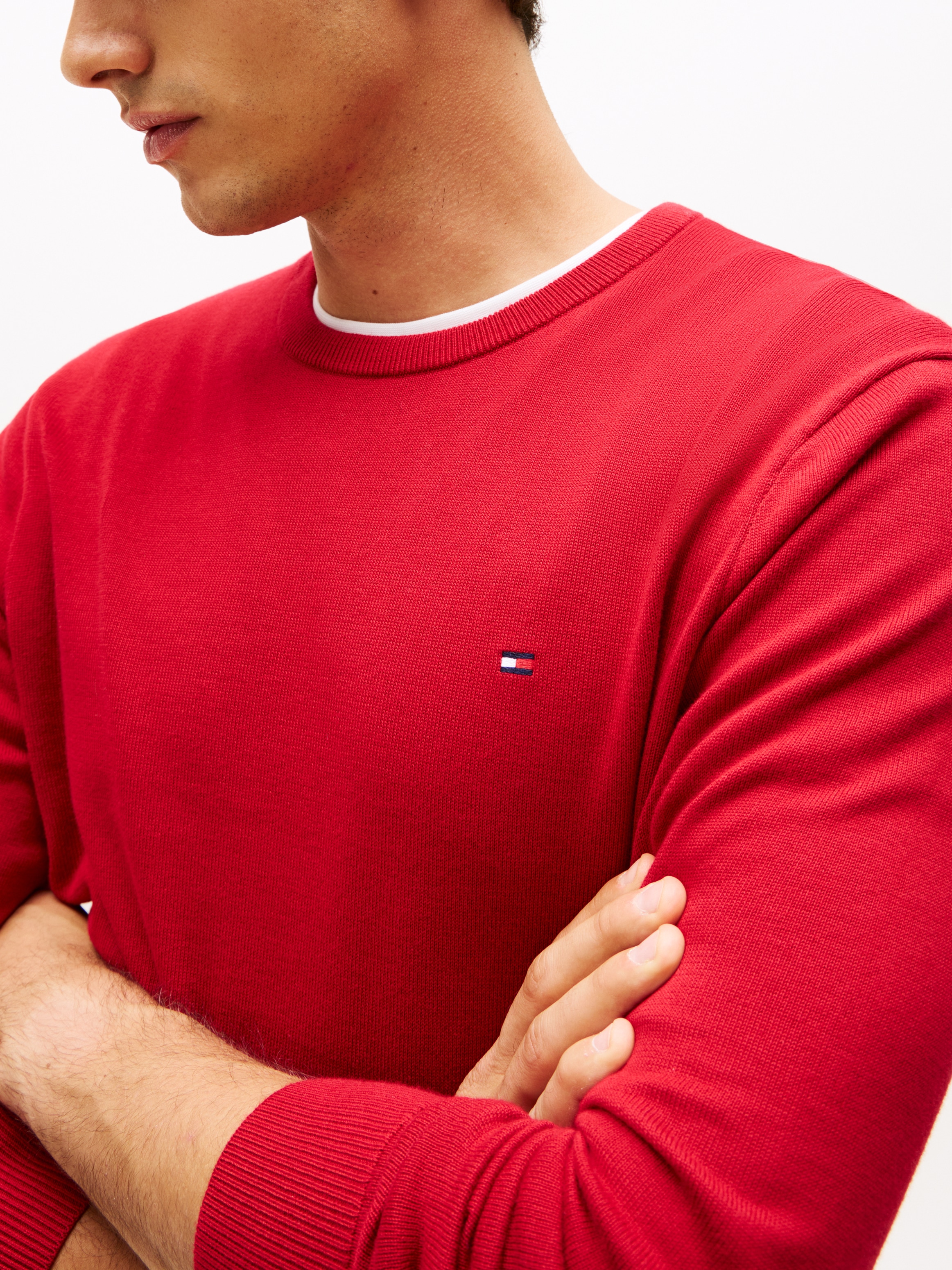 Tommy Hilfiger Rundhalspullover »ESSENTIAL COTTON« Crewneck Regular Fit Premium Mode
