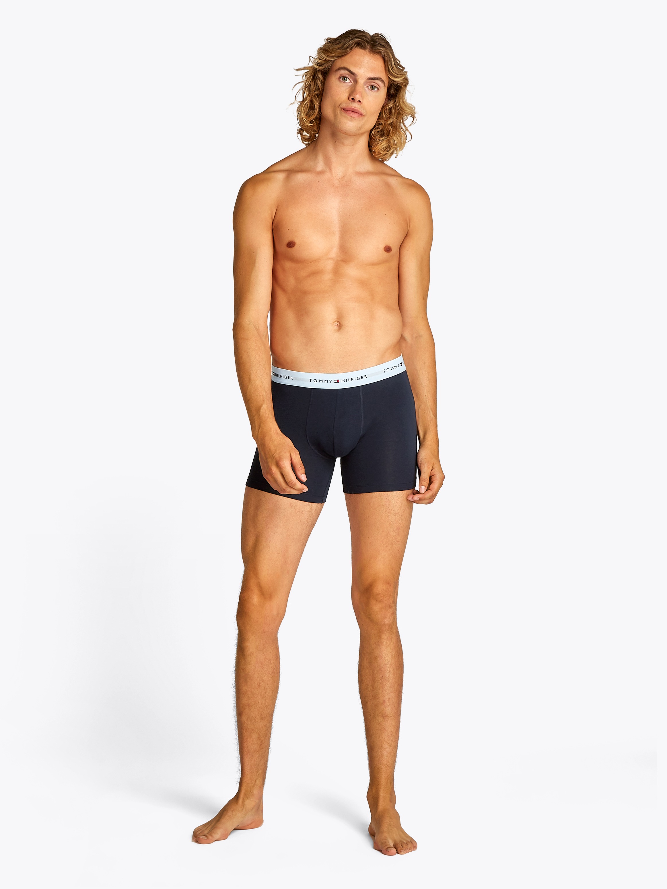 Tommy Hilfiger Underwear Boxershorts »3P BOXER BRIEF WB«, (Packung, 3 St., 3er-Pack), mit kontrastfarbenem Logobund