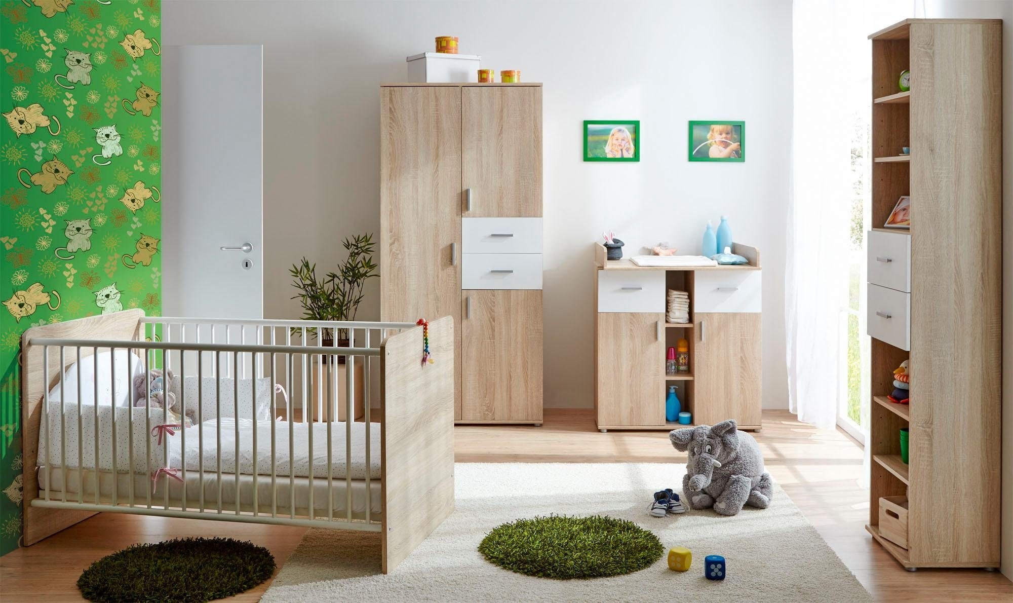 Ticaa Babyzimmer-Komplettset »Nico«, (Set, 3 St.), Bett + Wickelkommode + Schrank