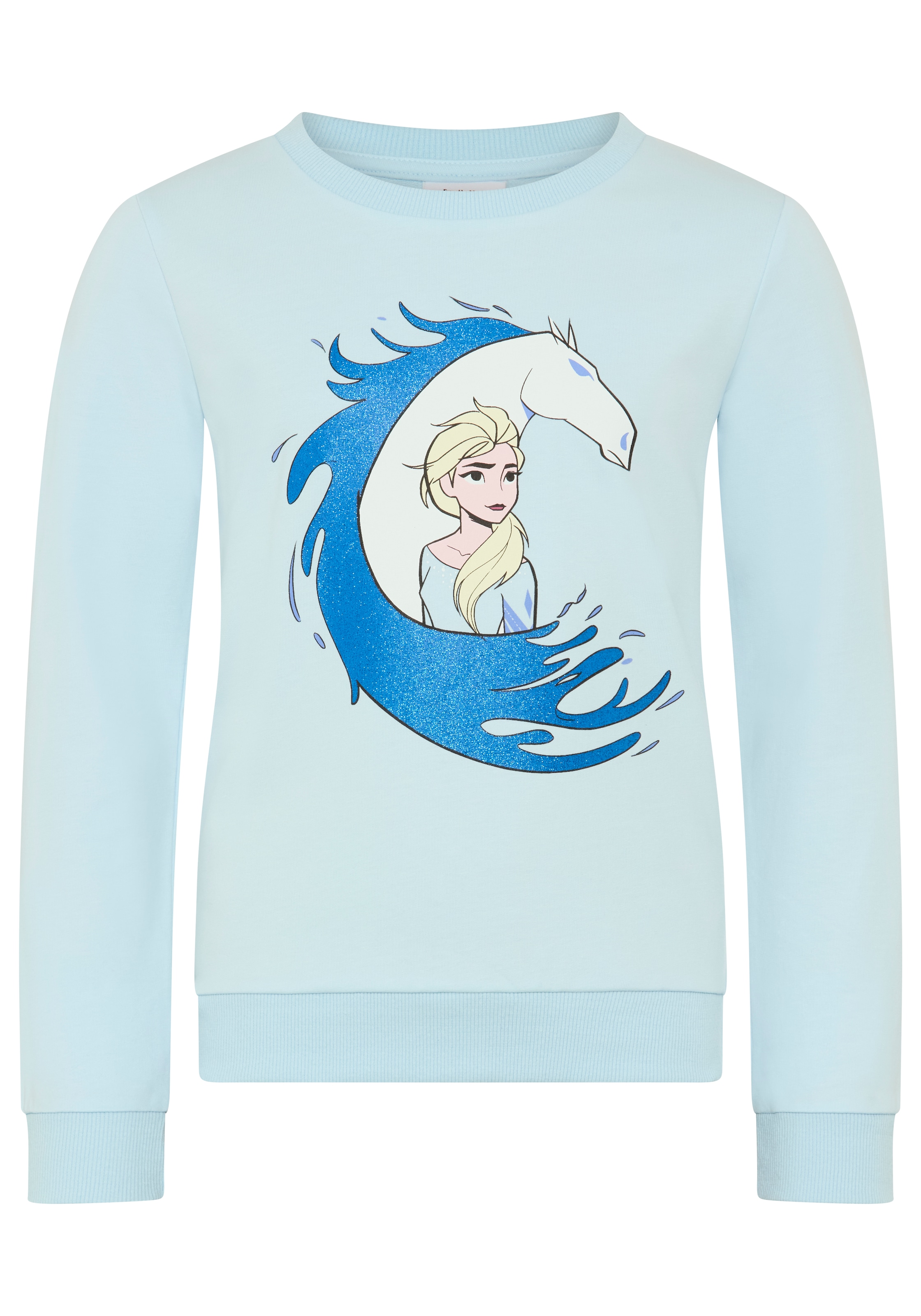 KIDSWORLD Sweatshirt »FROZEN Glitzerdruck Sweatshirt, Disney«, Disney-Shirt mit Rundhalsausschnitt, Langarm, hüftlange Basic-Passform
