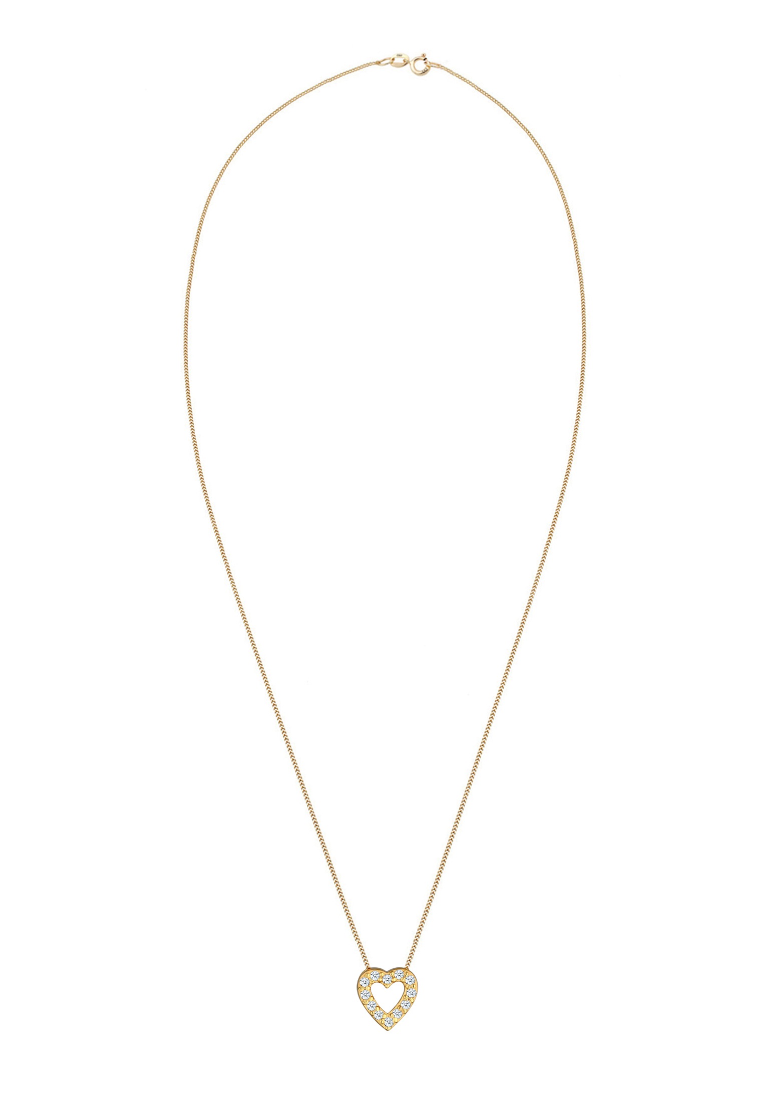 Elli DIAMONDS Silberkette »Halskette Herz Diamant Weiß Brillantschliff (0.18 ct) 585 Gelbgold«