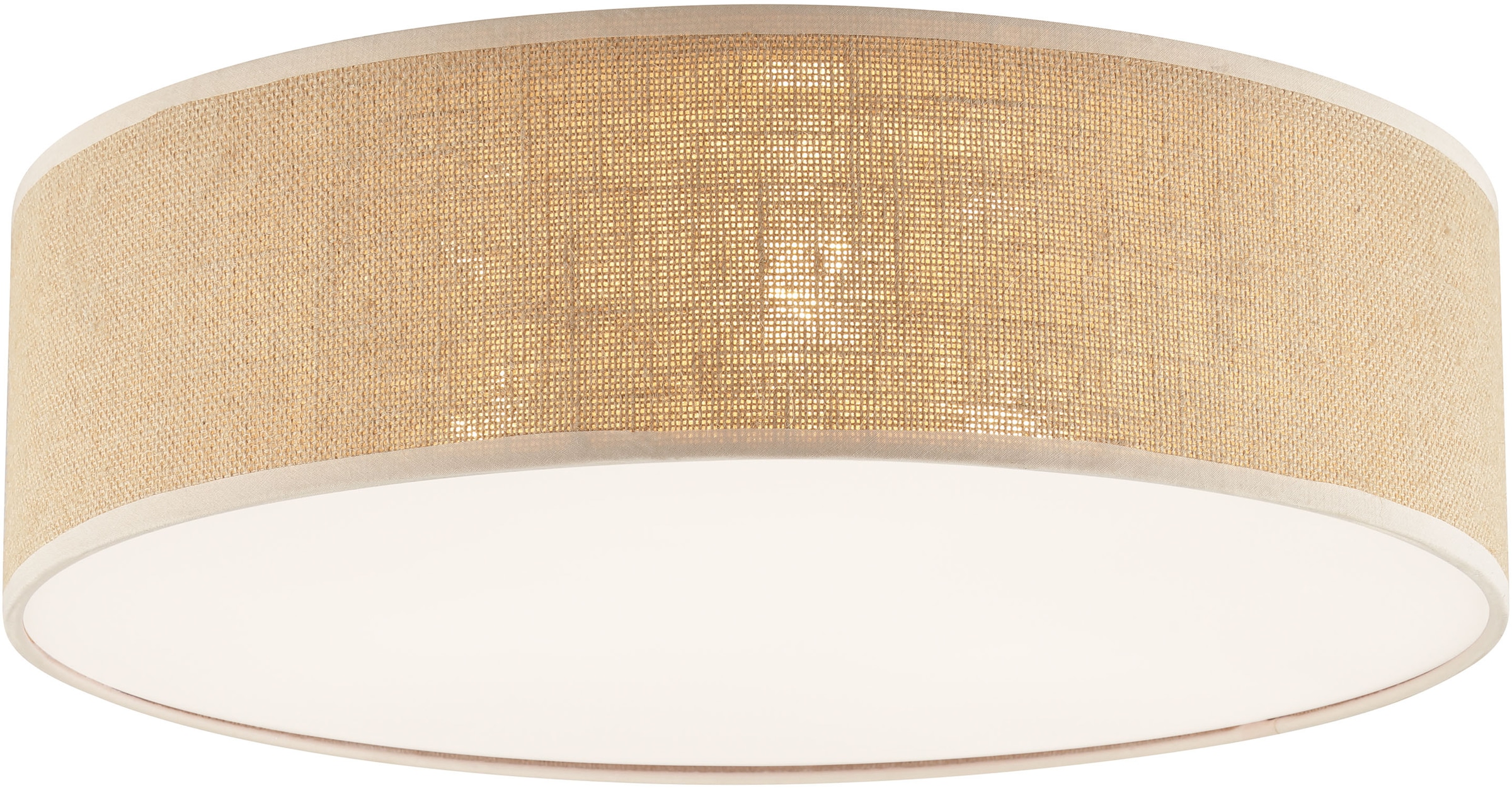 my home Deckenleuchte »Mindelstetten«, 3 flammig, Leuchtmittel E27 | ohne Leuchtmittel, mit Leinenstoffschirm, Höhe 14 cm, Ø 48 cm