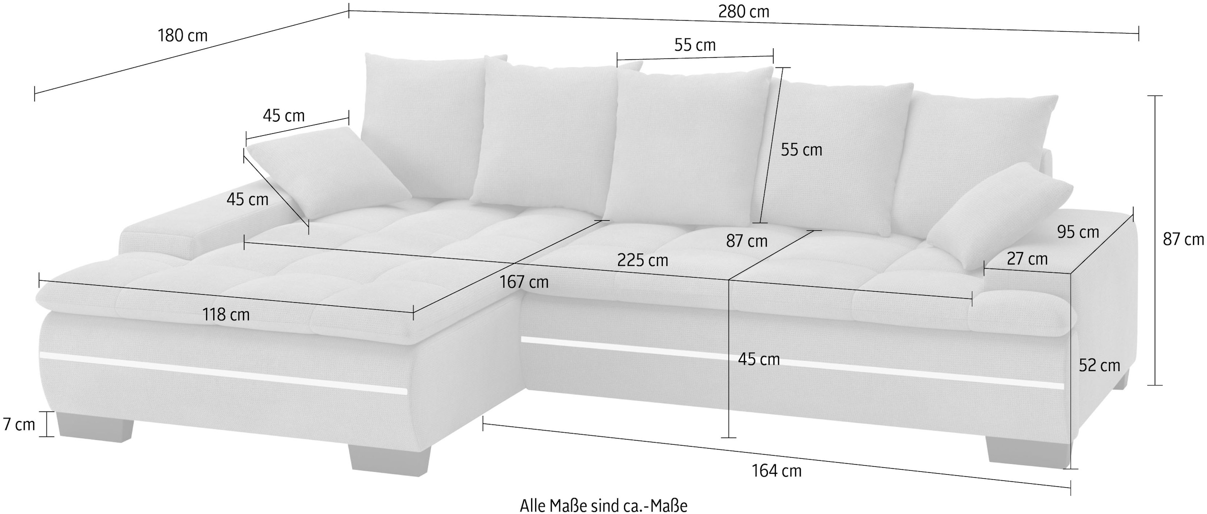 Mr. Couch Ecksofa »Haiti II, L-Form«, RGB-LED Beleuchtung, wahlweise mit Kaltschaum, Bett, Bettkasten