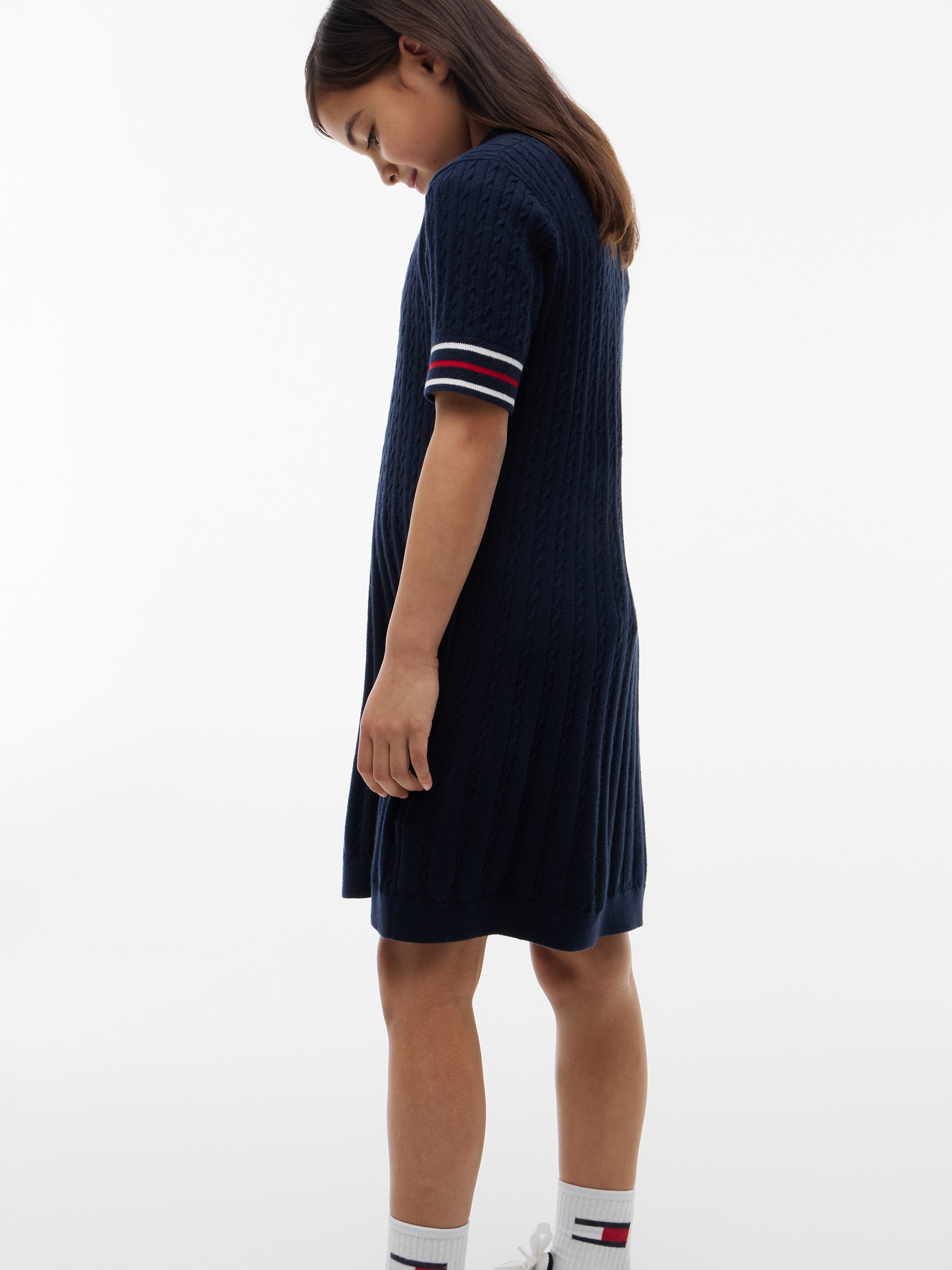 Tommy Hilfiger Strickkleid Ohne Taschen Polokragen, Kinder bis 16 Jahre