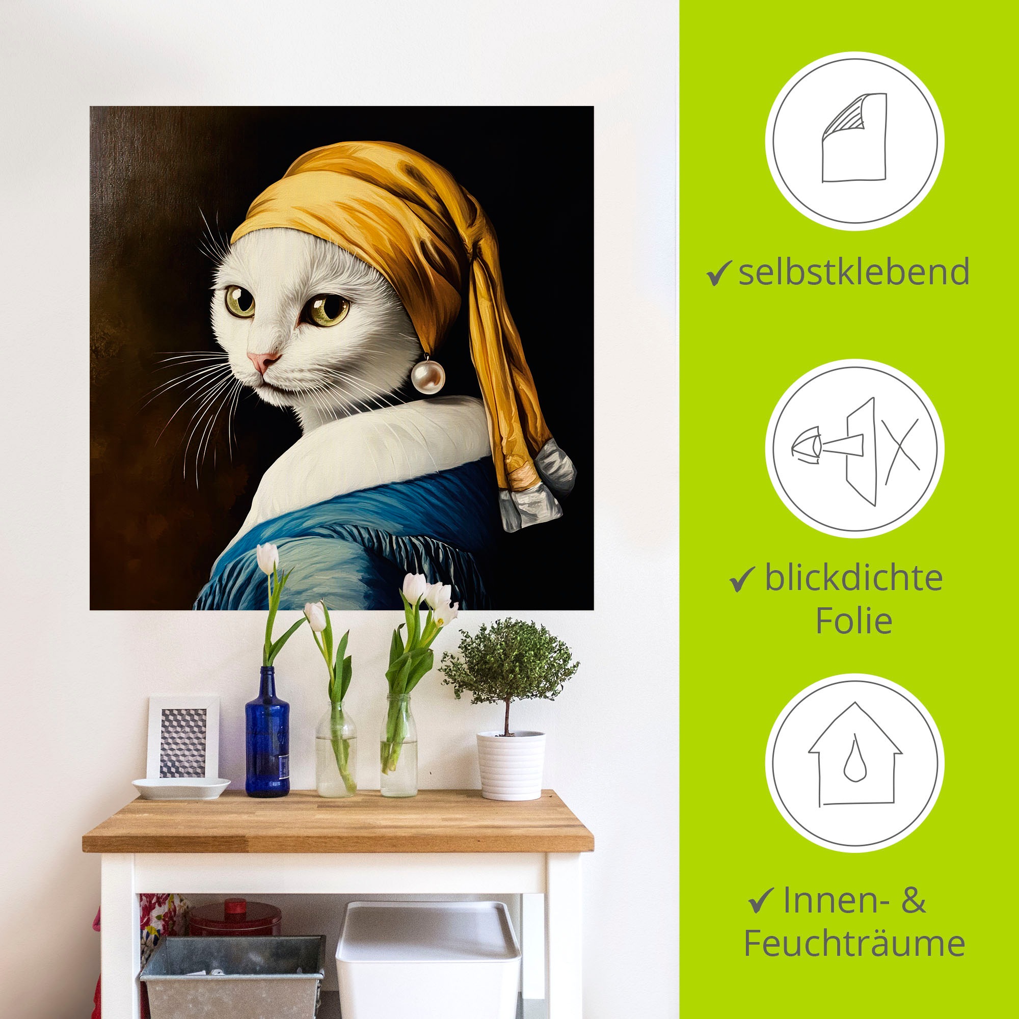 Artland Wandbild »Die Katze mit dem Perlenohrring« Animal Fantasy 1 Stk. tlg. als Alubild, Leinwandbild, Poster, Wandaufkleber in verschied. Größen