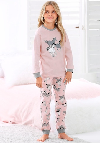 petite fleur Pyjama, (2 tlg., 1 Stück), in langer Form mit Pferde Print kaufen