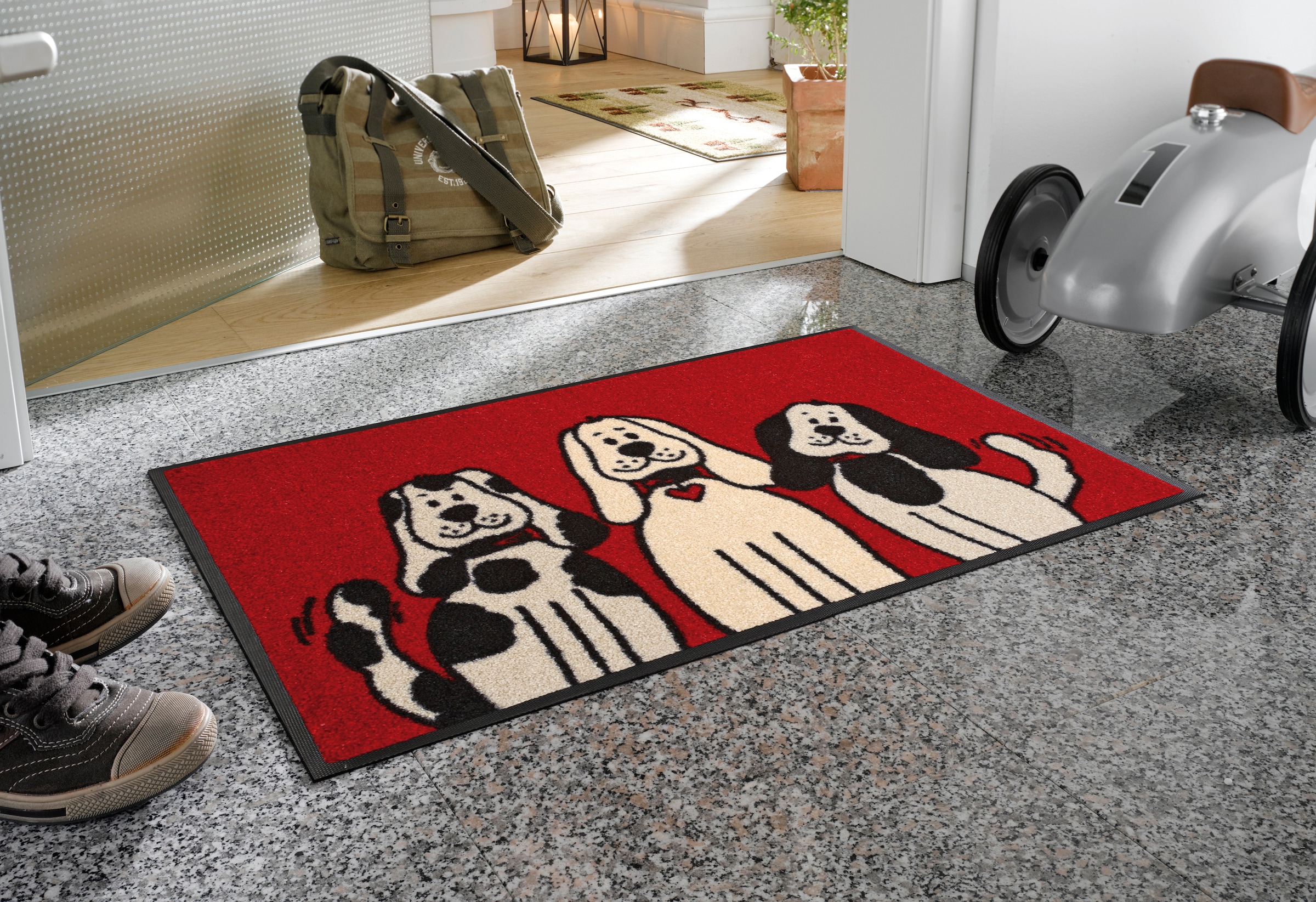 waschbar »Three Dogs«, rutschhemmend, rechteckig, Hunde, Schmutzfangmatte, Kleen-Tex Fußmatte by Motiv wash+dry OTTO bei