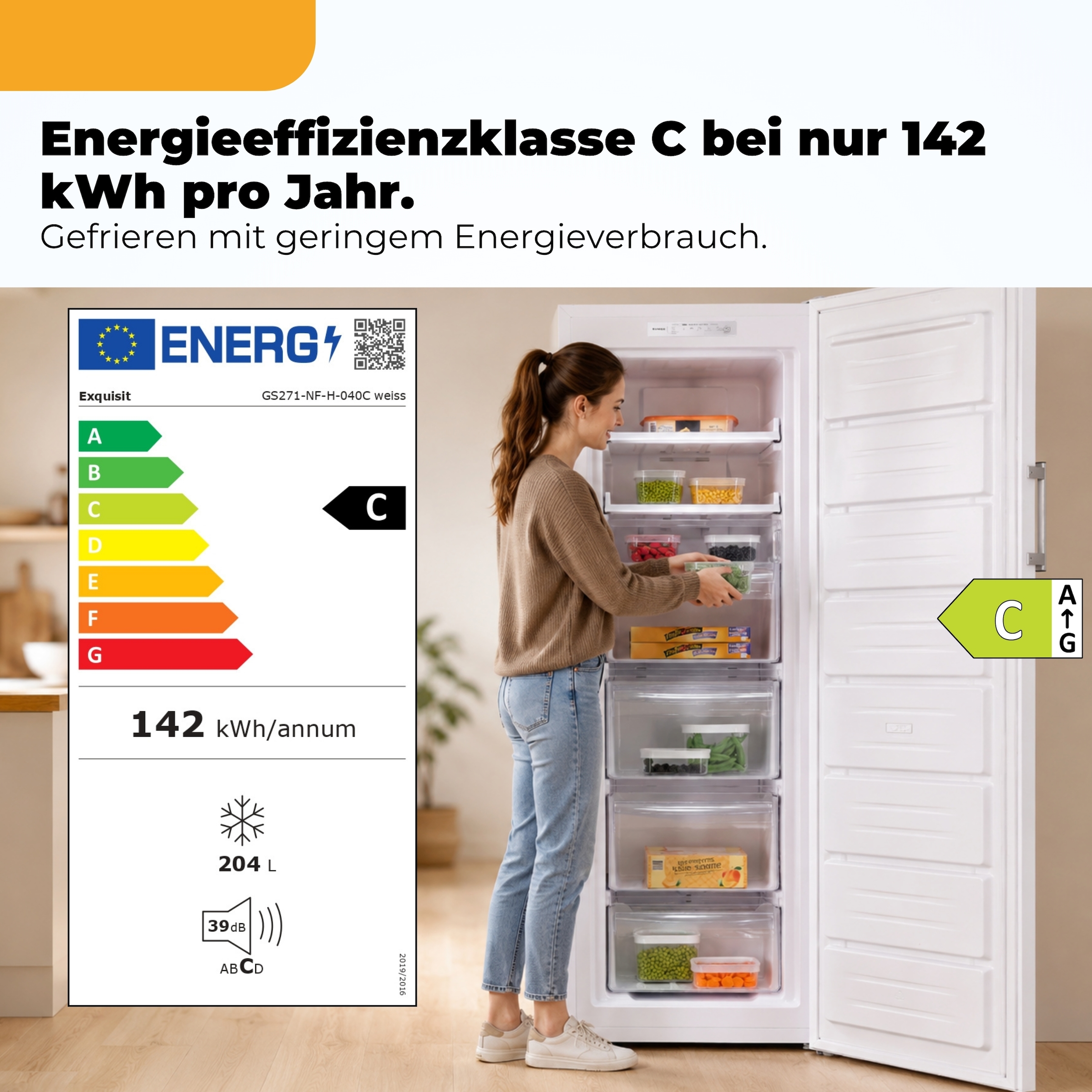 exquisit Gefrierschrank »GS271-NF-H-040C« 170 cm hoch 54,5 cm breit Viel Platz, starke Gefrierleistung & flexible Anpassung für den Alltag