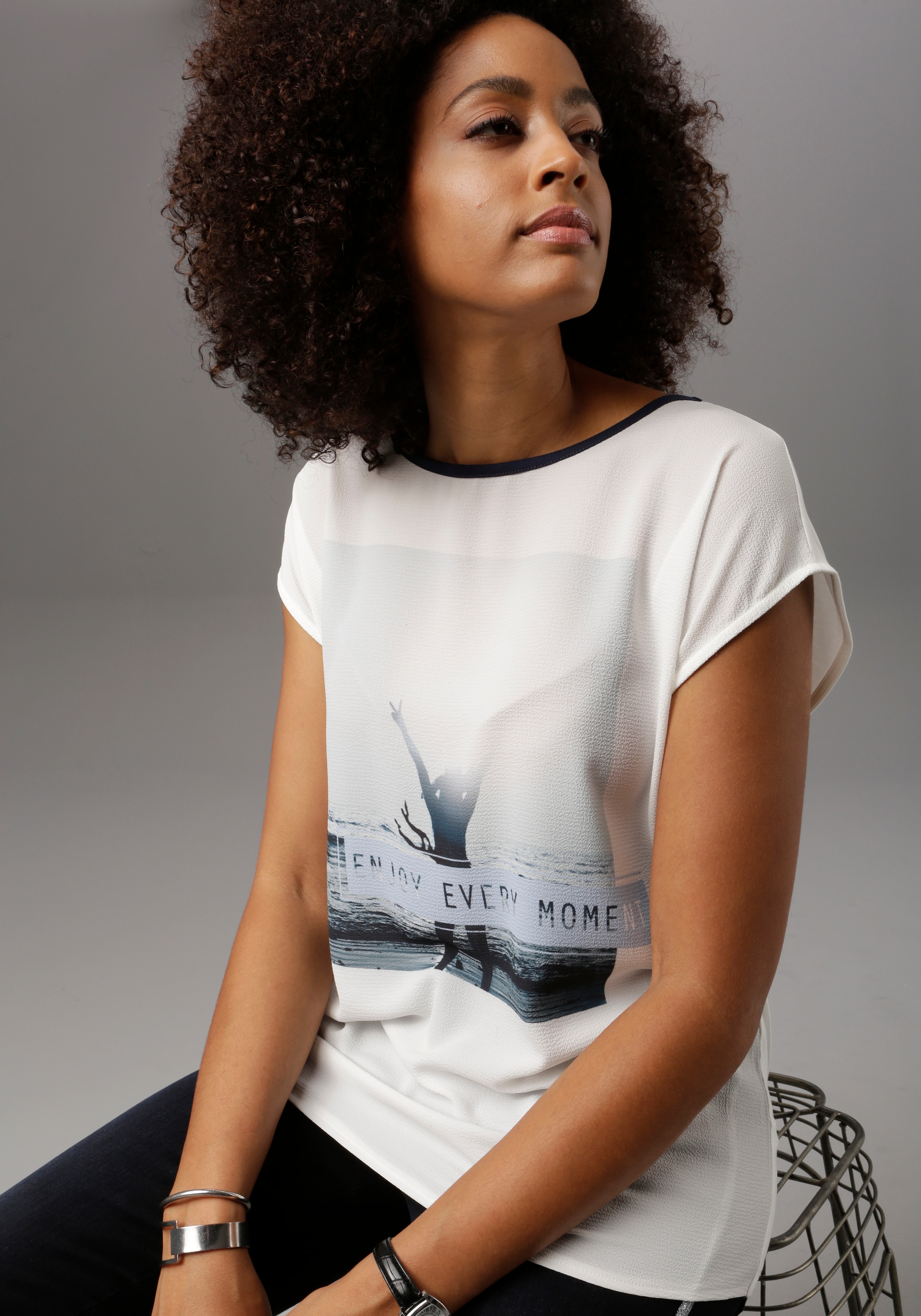 Aniston SELECTED Blusenshirt, im Materialmix kaufen bei OTTO | V-Shirts