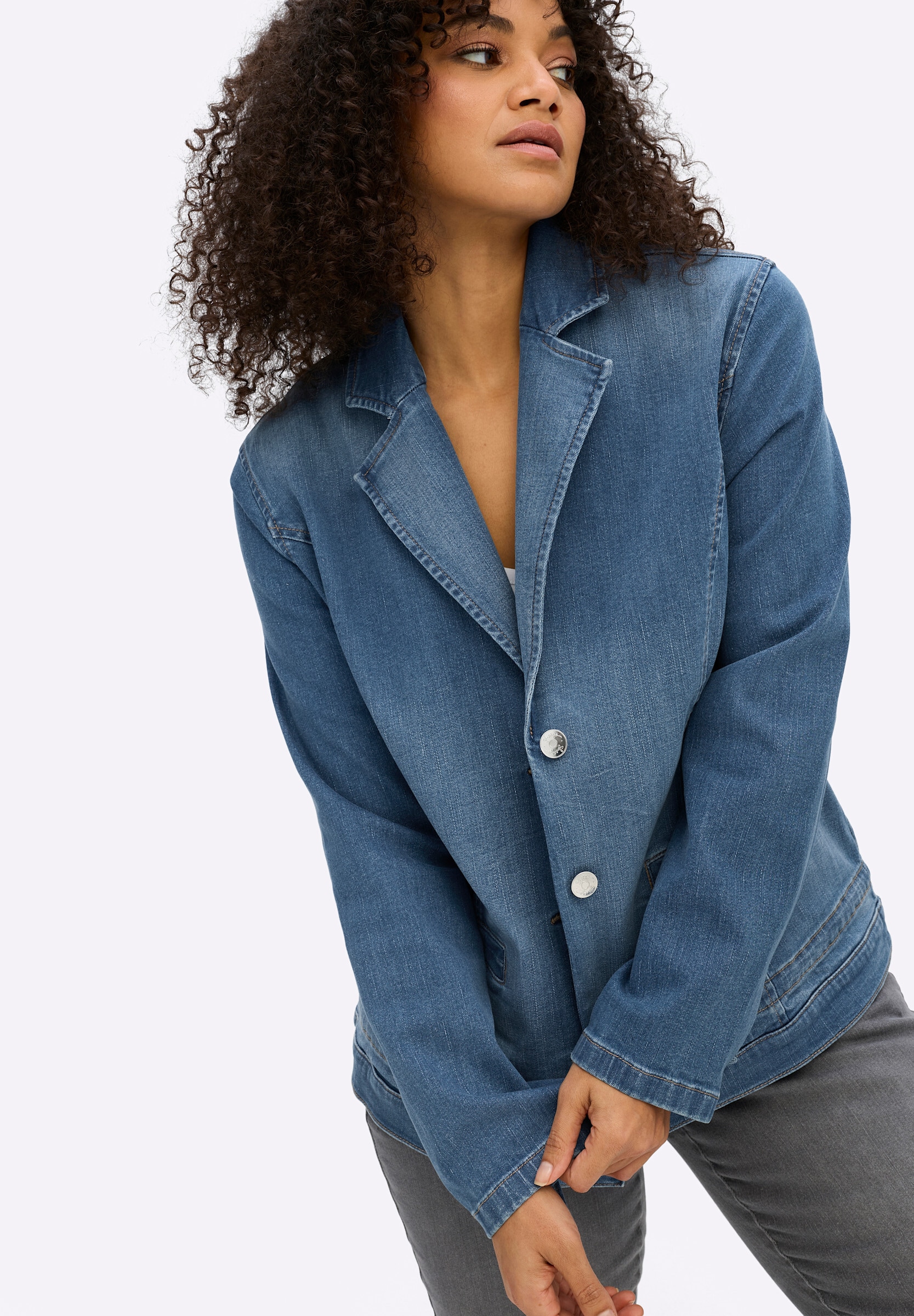 Sheego Jeansblazer »Jeansblazer Jeansblazer mit Kordelzug am Saum«
