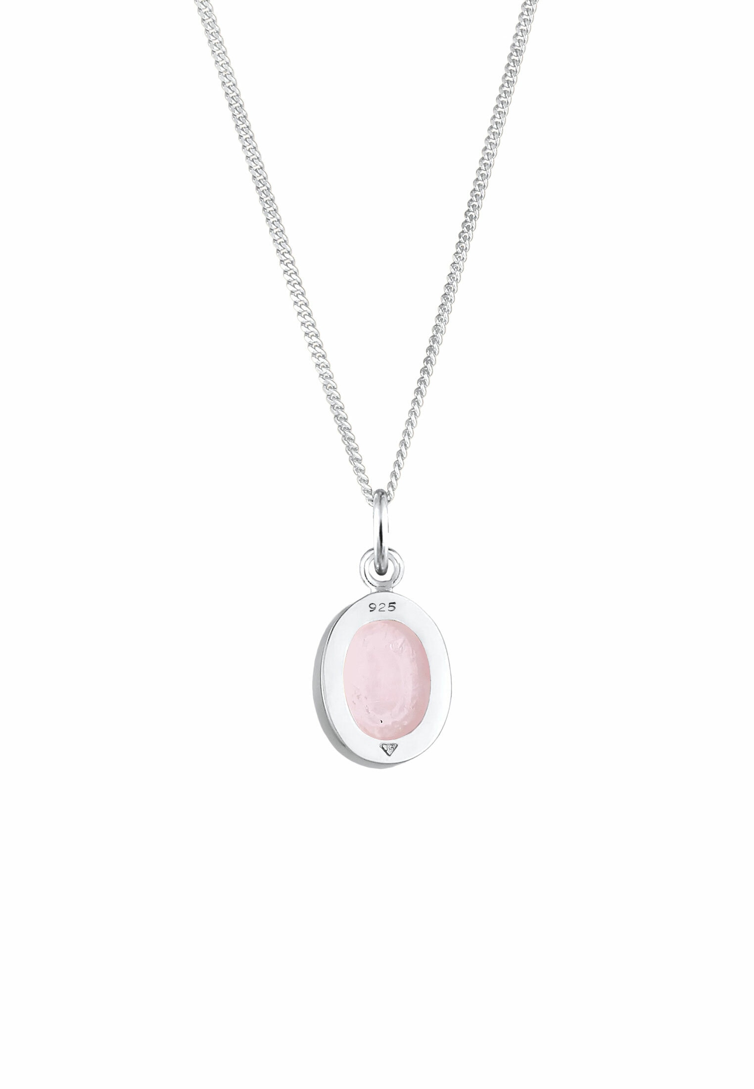 Elli Silberkette »Halskette Anhänger Rosenquarz Rosa Oval 925 Silber«