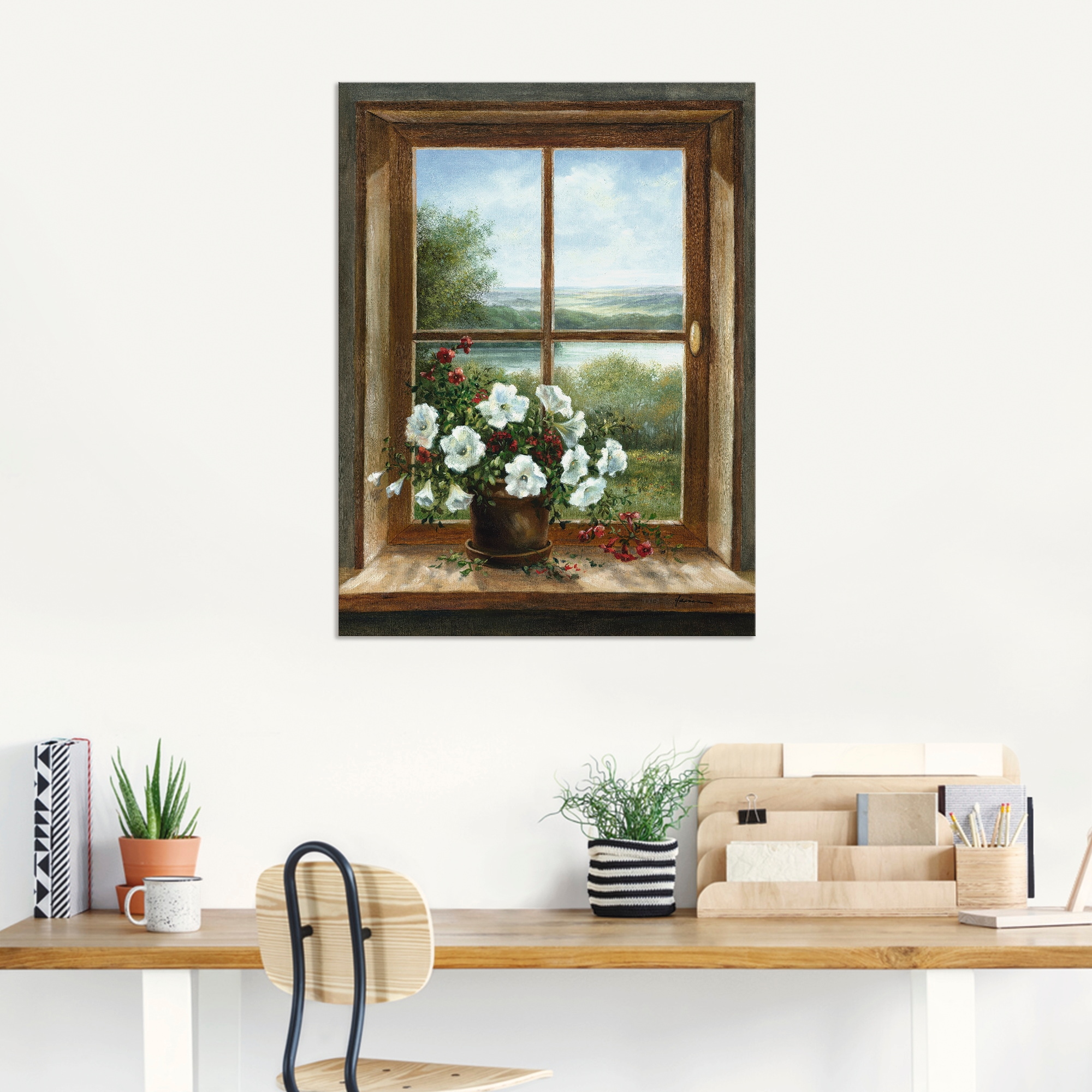 Artland Wandbild »Blumen am Fenster«, Arrangements, (1 St.), als Alubild, Outdoorbild, Leinwandbild, Poster, Wandaufkleber