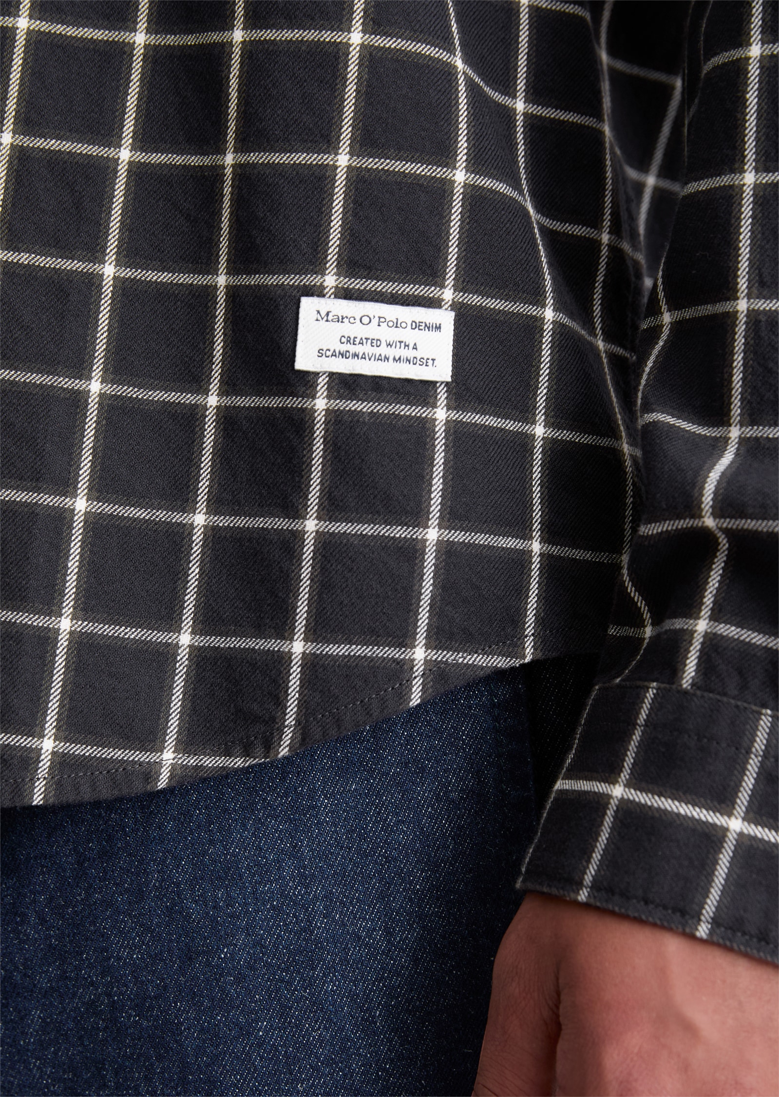 Marc O'Polo DENIM Langarmhemd Businesshemd, Kentkragen, garngefärbtes Karomuster, regular fit