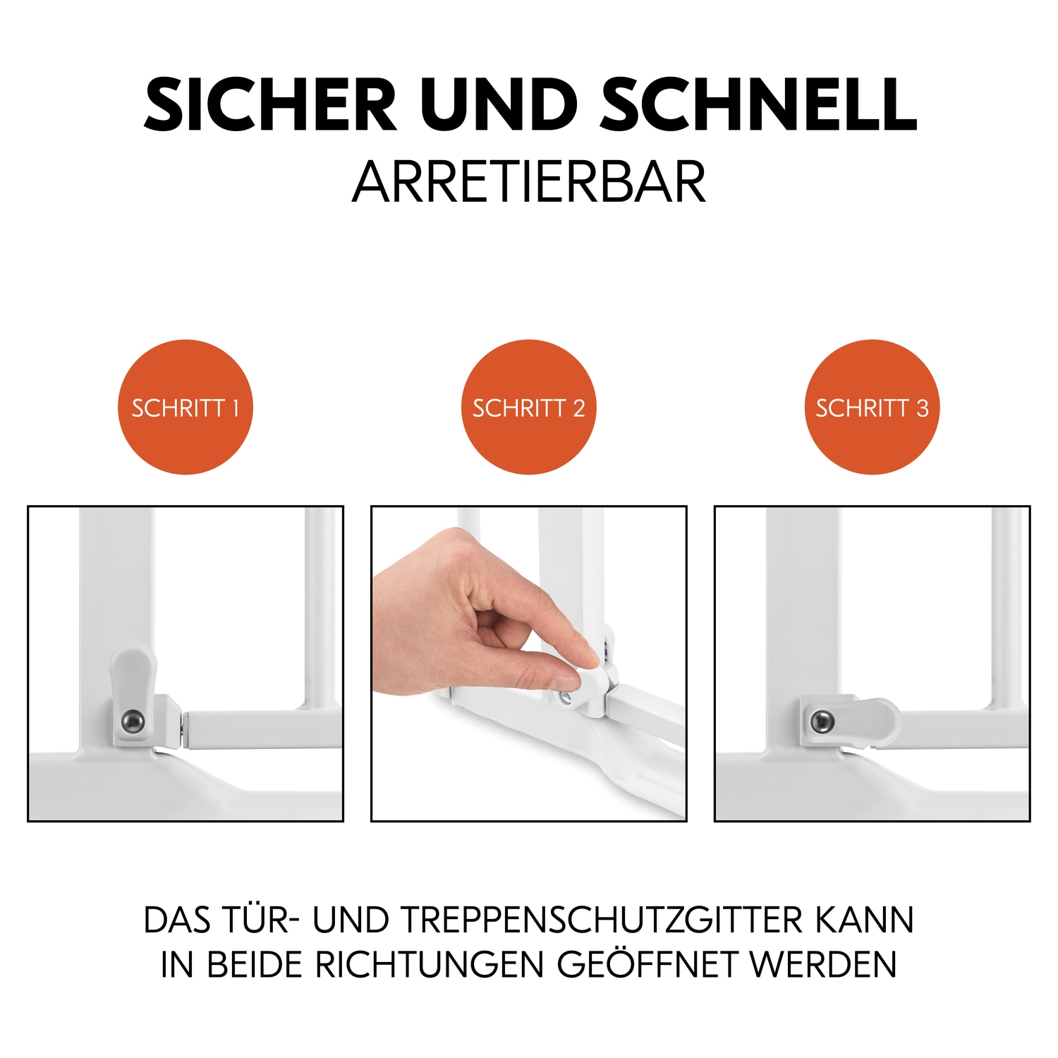 Hauck Türschutzgitter »Clear Step Autoclose 2 Set inklusive Verlängerung 9 cm, White«, auch als Treppenschutzgitter verwendbar; 84-89 cm; flacher Durchgang