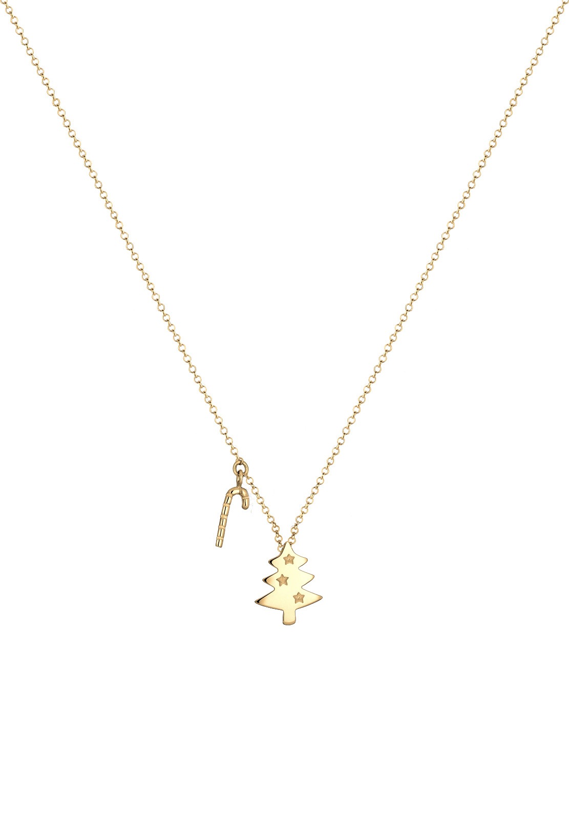 Elli Kette mit Anhänger »Halskette Weihnachtsbaum Zuckerstange 925 Sterling Silber«
