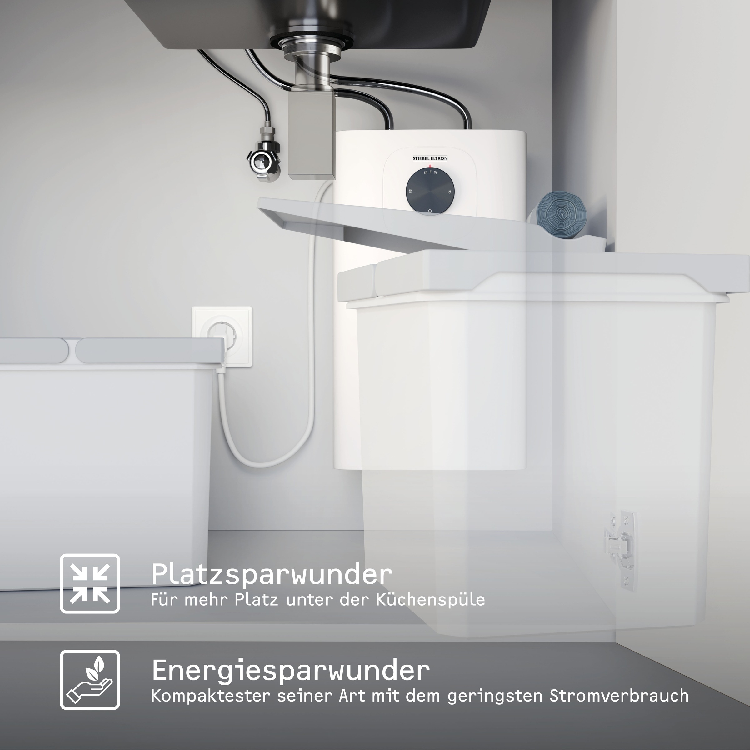 STIEBEL ELTRON Untertischspeicher »SNU 5 Plus«, (Set), 5 l, Niederdruck, mit Stecker, inkl. Küchenarmatur WST-W