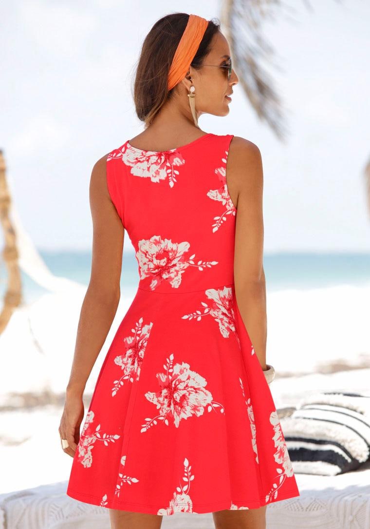 Beachtime Strandkleid, mit Blumenprint, Minikleid, Sommerkleid aus Baumwolle