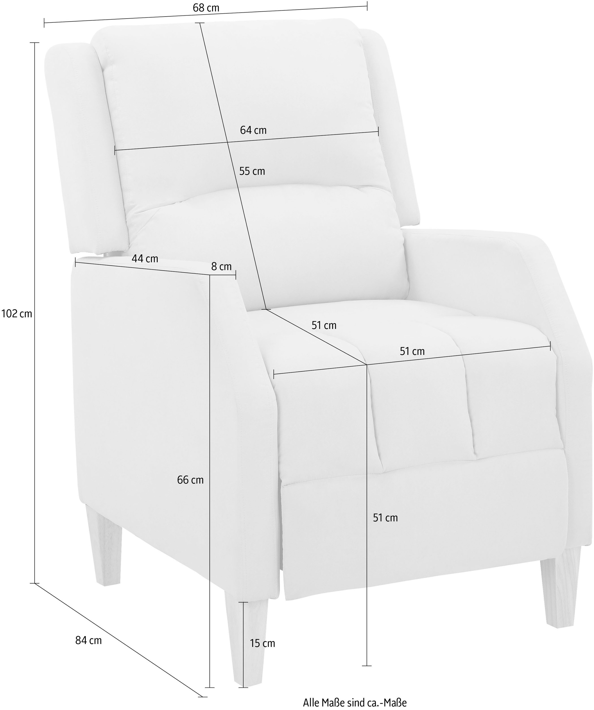Verstellung, affaire St.), 51cm bei Sitzhöhe Home OTTO Sitz Relaxsessel (1 und Rücken Relaxsessel gepolstert, mit »Tholey«,