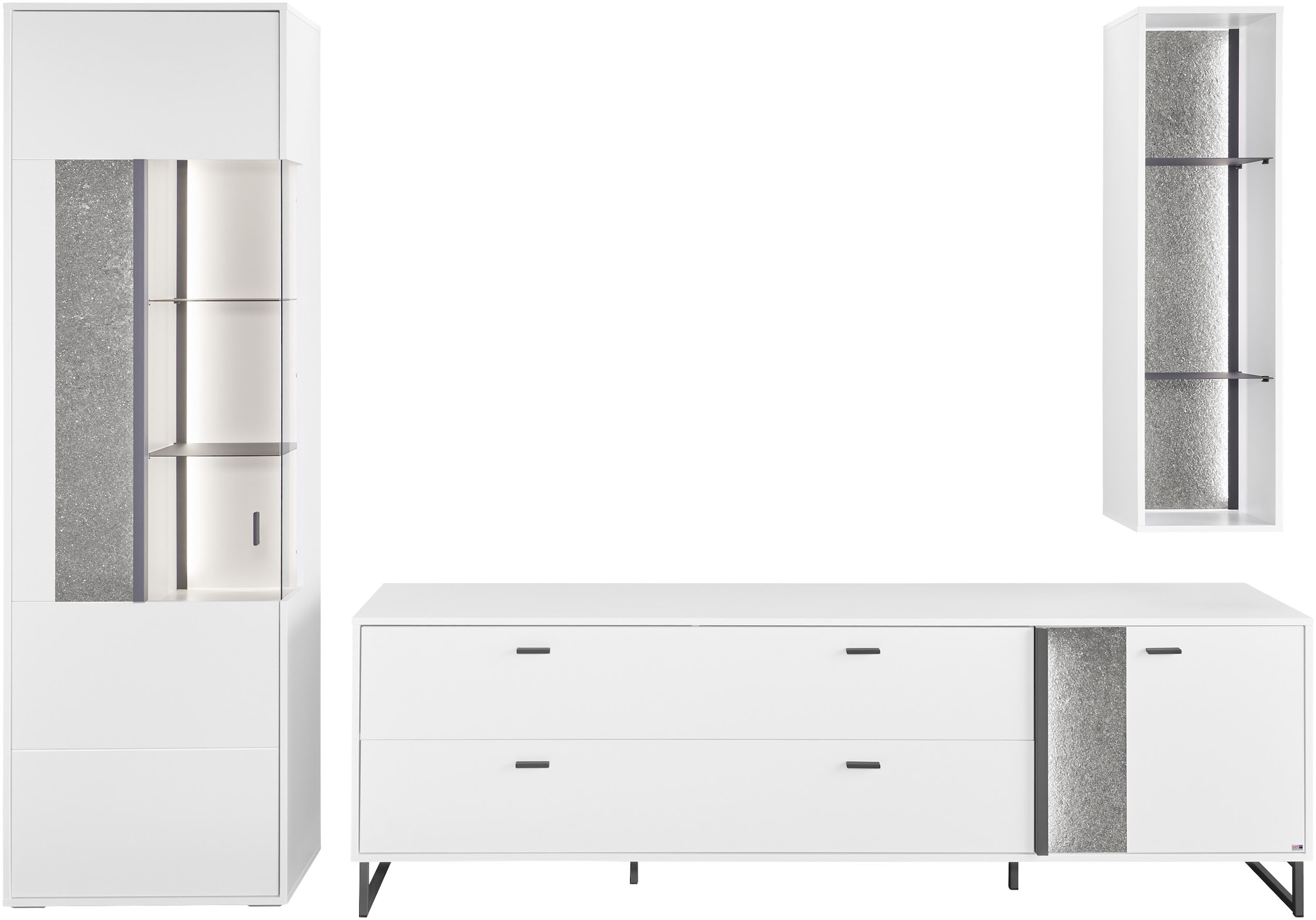 set one by Musterring TV-Wand »Deltona«, (3 St.), Zierelemente aus Sandstein, mit Hängeregal Gesamtbreite ca. 287cm