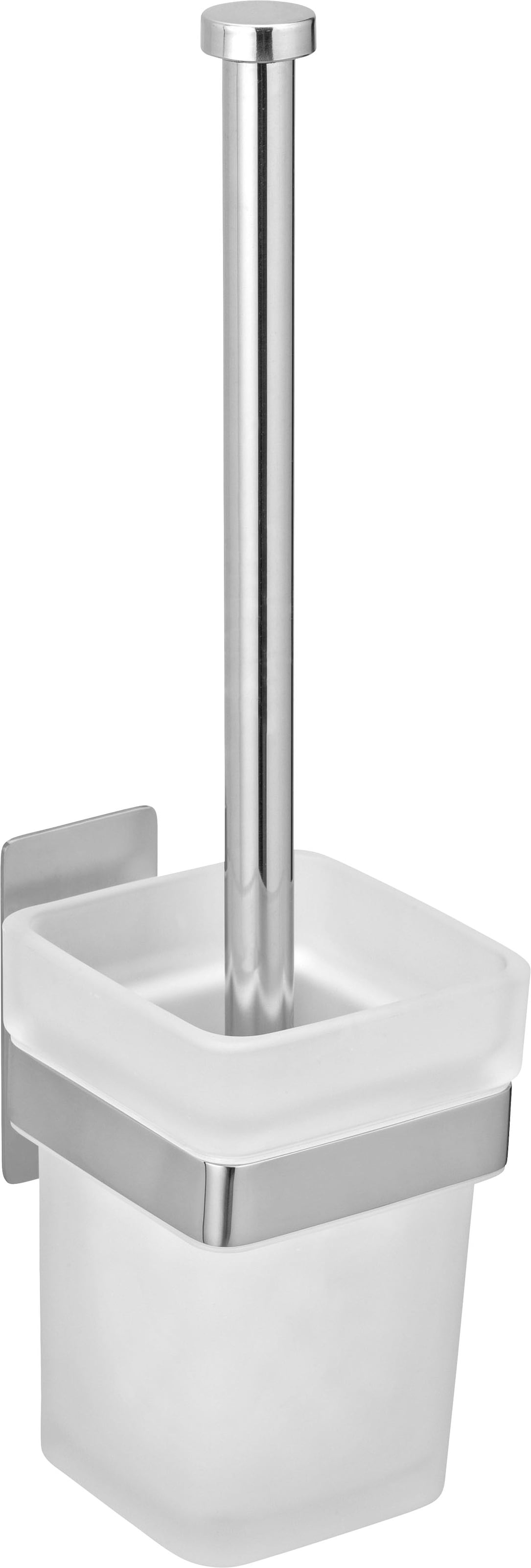 WENKO WC-Garnitur »Turbo-Loc® Genova«, aus Edelstahl-Glas, shine, abnehmbarer Behälter, mit TurboLoc Befestigung