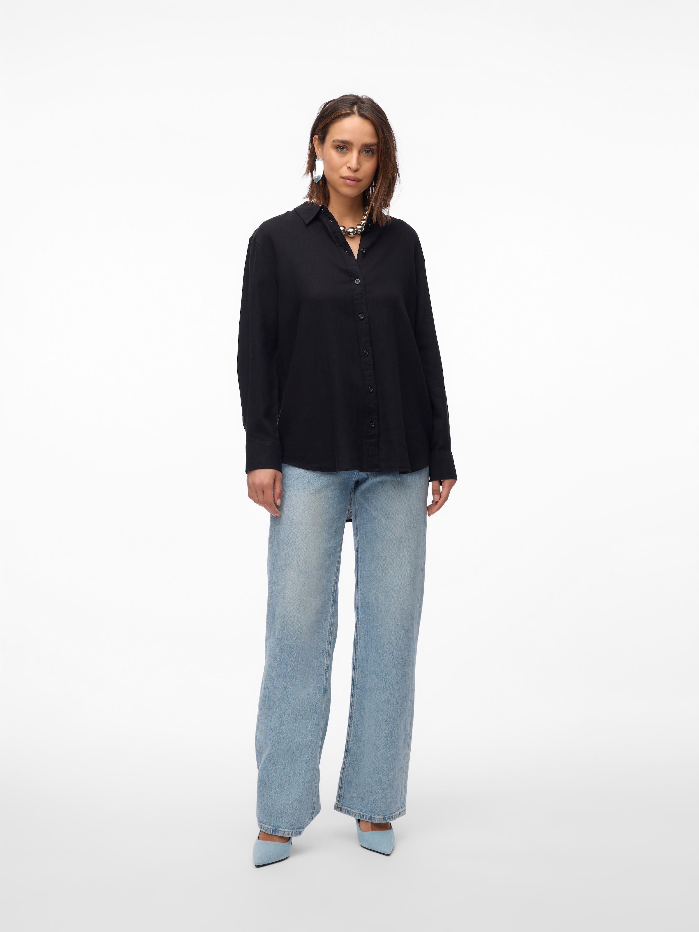 Vero Moda Hemdbluse »VMLINN LINEN LS SHIRT WVN NOOS«, hochwertige Qaulität mit Leinen