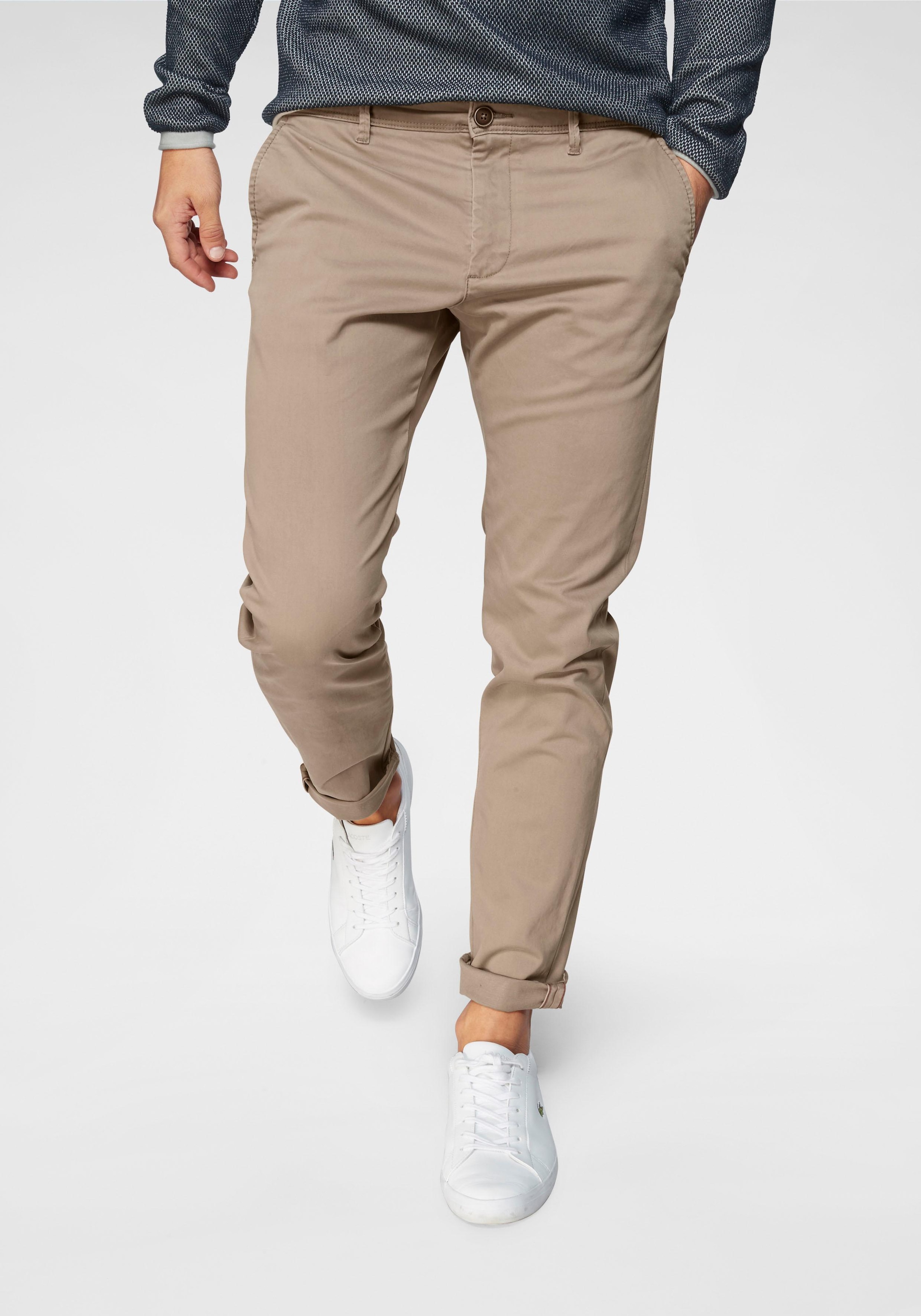 Jack & Jones Herren Chinohose »JJIMARCO mit Badge und hohem Tragekomfort« unifarben in beige, Größe 28