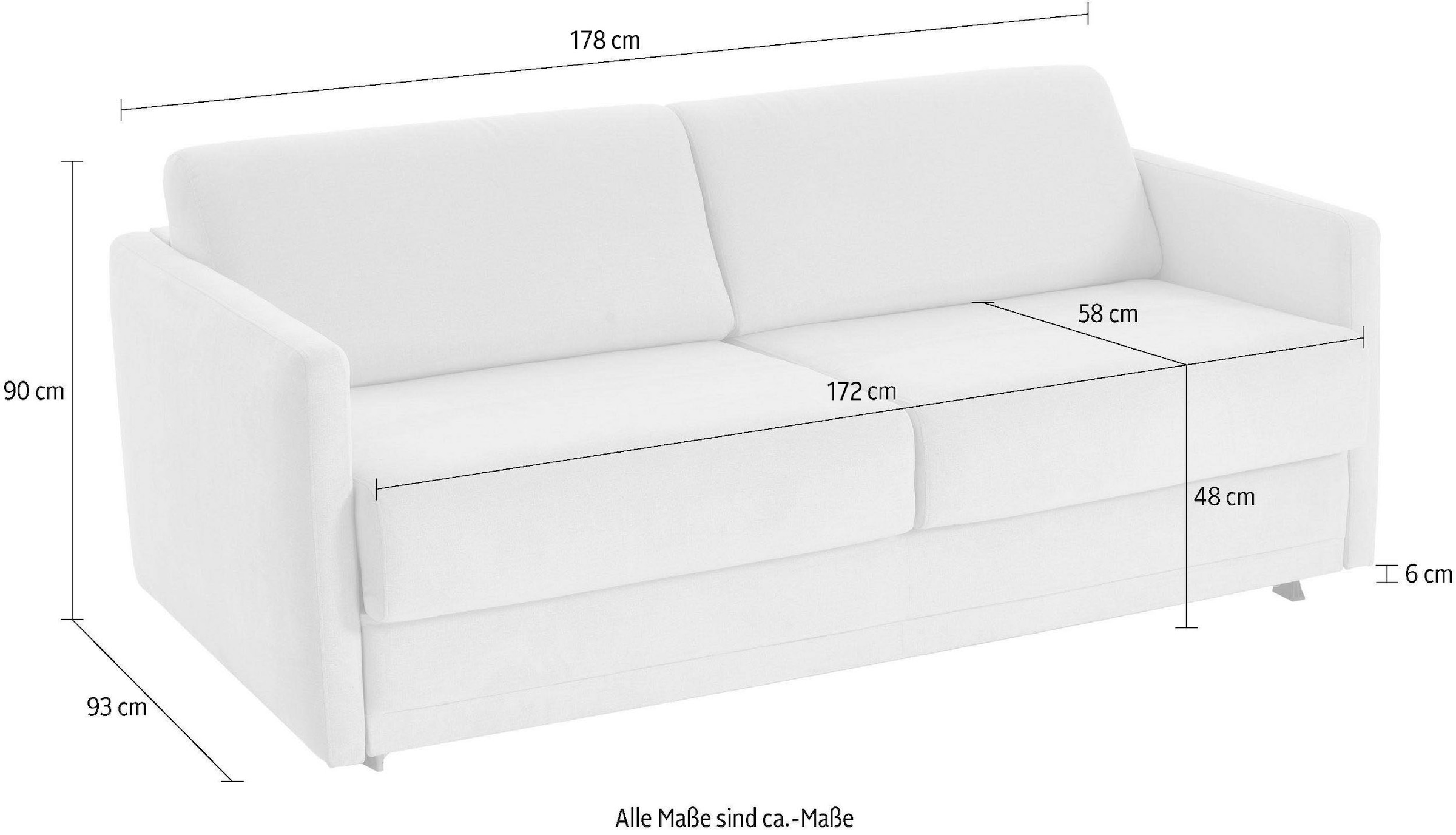 Places of Style Schlafsofa »Limone«, für Dauerschläfer geeignet inklusive hochwertige Matratze