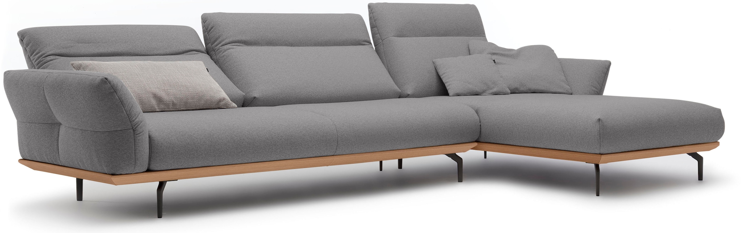 Creation BY ROLF BENZ Ecksofa »CR.460« Sockel in Eiche, Winkelfüße in Umbragrau, Breite 338 cm