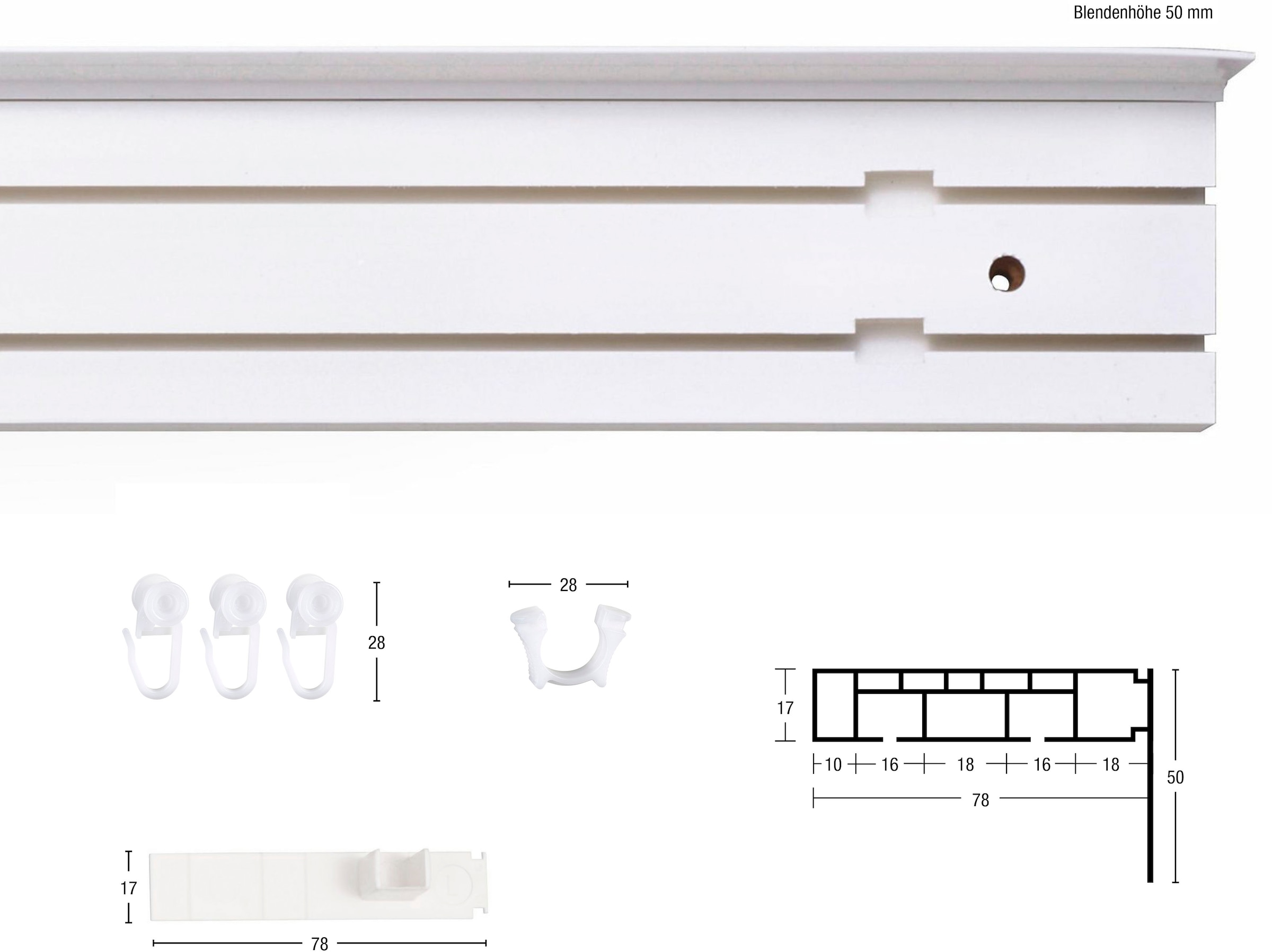 GARESA Gardinenschiene »Kunststoffschiene mit Blende«, 2 läufig-läufig,  Wunschmaßlänge, Deckenmontage, verlängerbar, einfache Montage, schlicht im  OTTO-Shop