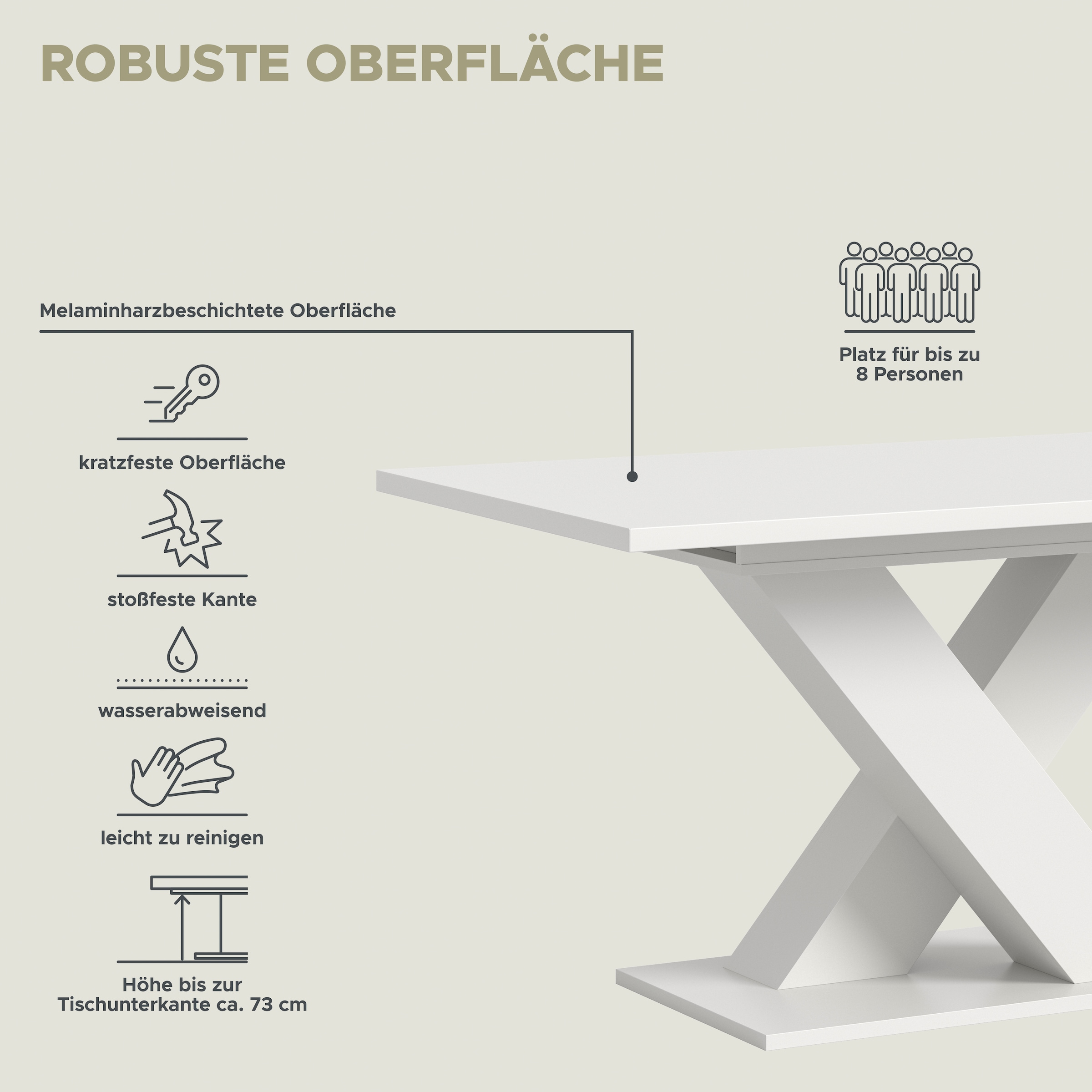 INOSIGN Esstisch »Motus, ausziehbar 150 -190 cm, inklusive 40 cm Einlegeplatte«, (Set, 1 St.), X-Gestell mit Bodenplatte, Tisch, Küchentisch, Esszimmer, Küche